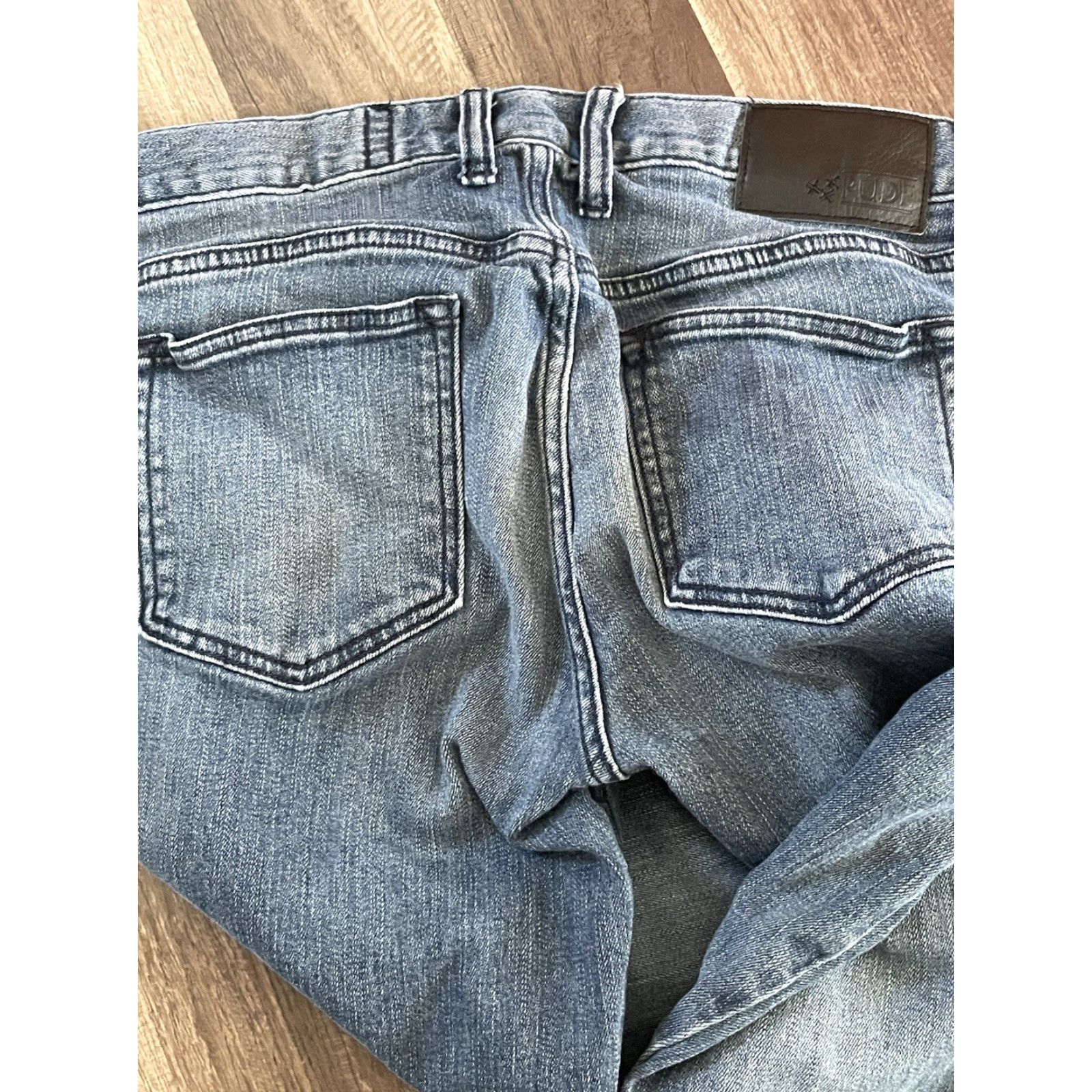 Denime Rude Jeans Skinny 30x30 Denim Dark Wash Slim Straight Men 5-Pocket Button Zip Size US 30 / EU 46 - 5 Thumbnail