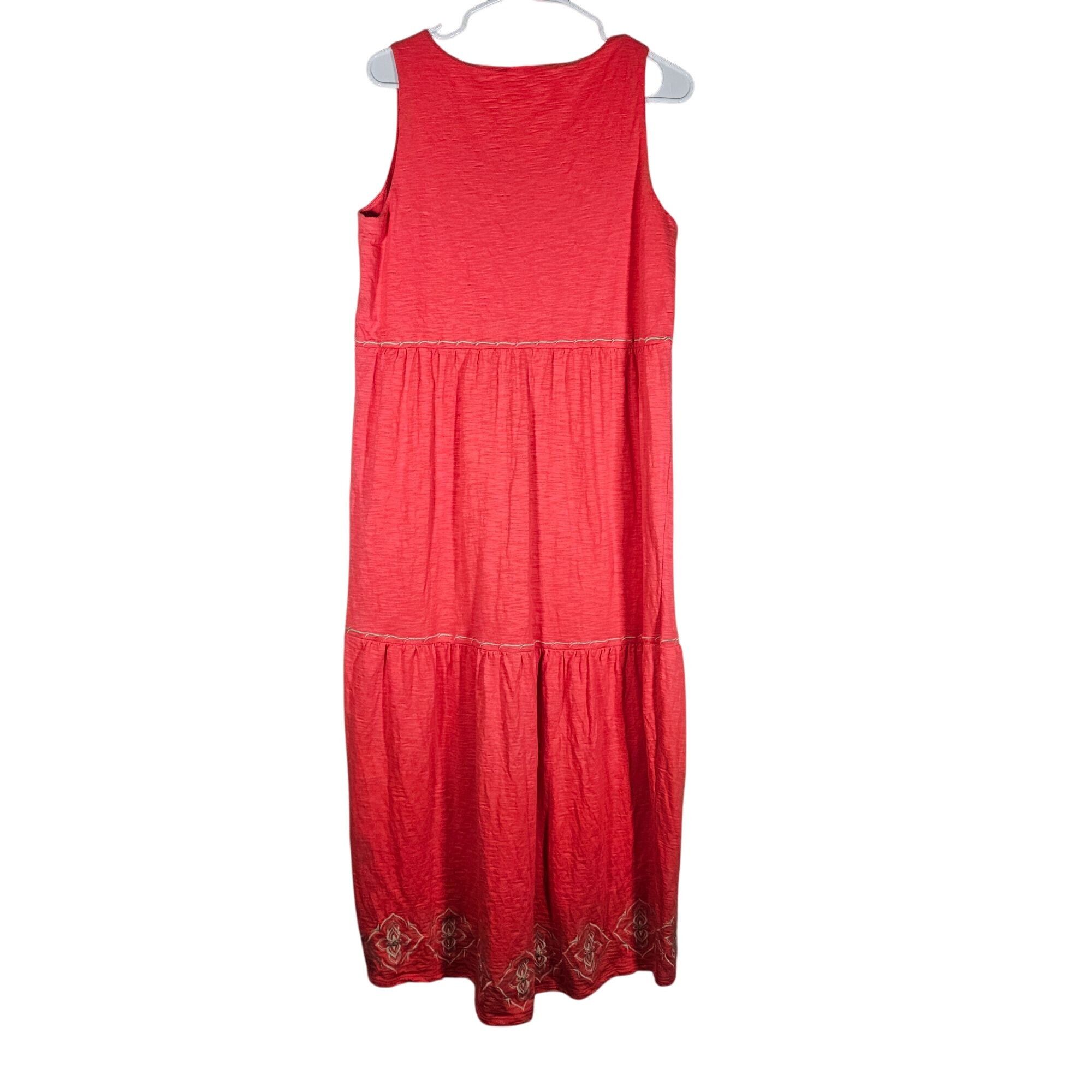 J. Jill J. Jill Red M Petite Embroidered Midi Dress Boho Cottagecore Size M / US 6-8 / IT 42-44 - 4 Thumbnail