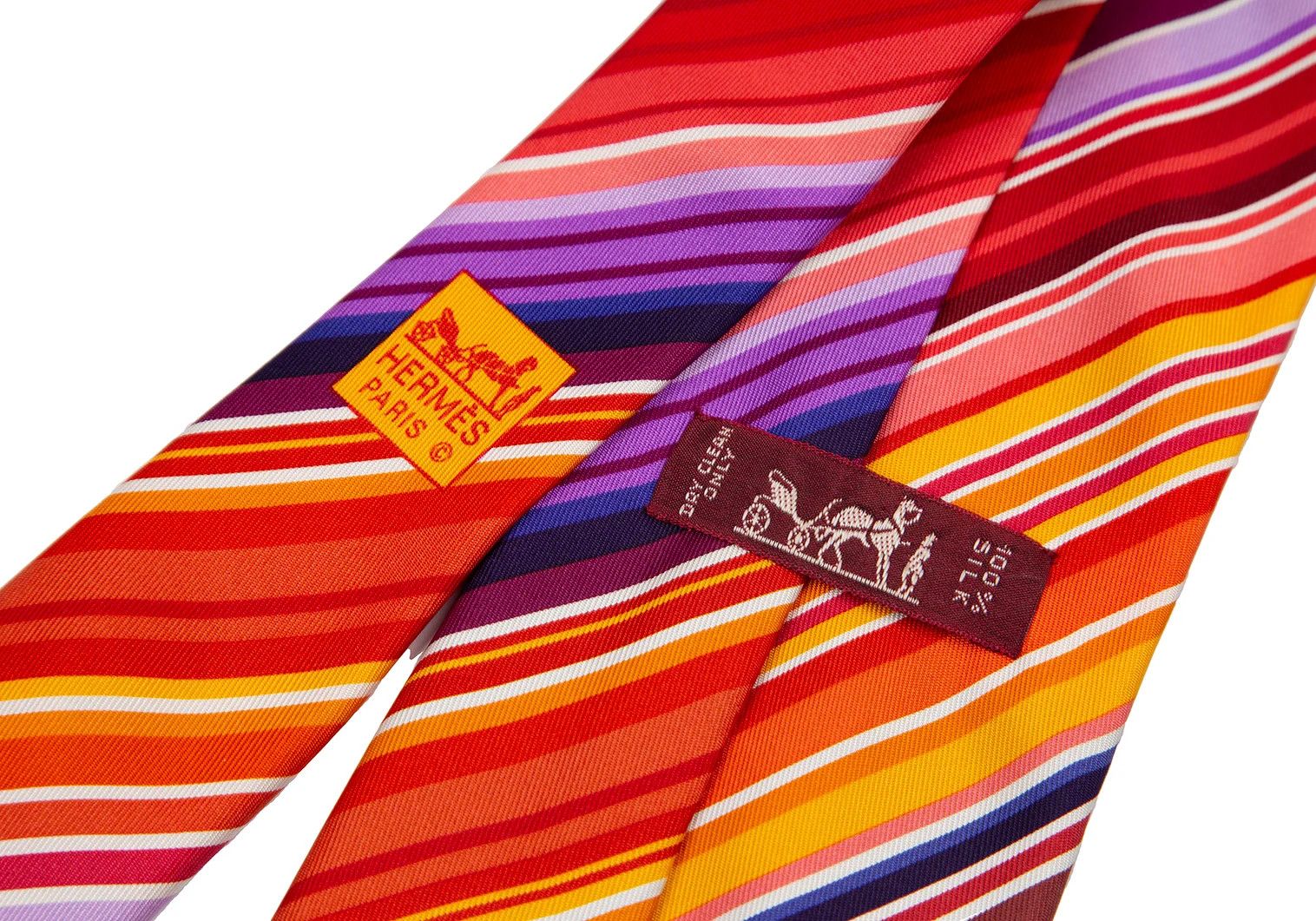 Hermes Colorful Regimental Tie in Multicolor Size ONE SIZE - 8 Thumbnail