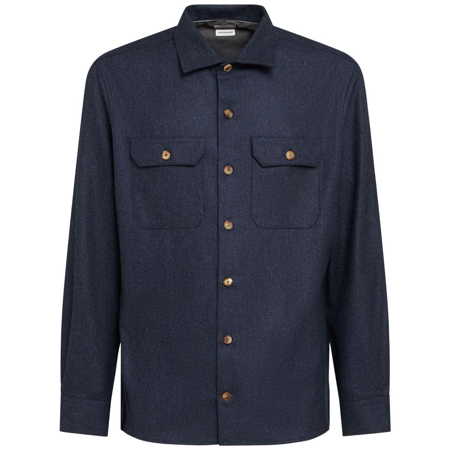 Brunello Cucinelli BRUNELLO CUCINELLI Midnight Blue Wool Overshirt New & Authen Size US XL / EU 56 / 4 - 1 Thumbnail