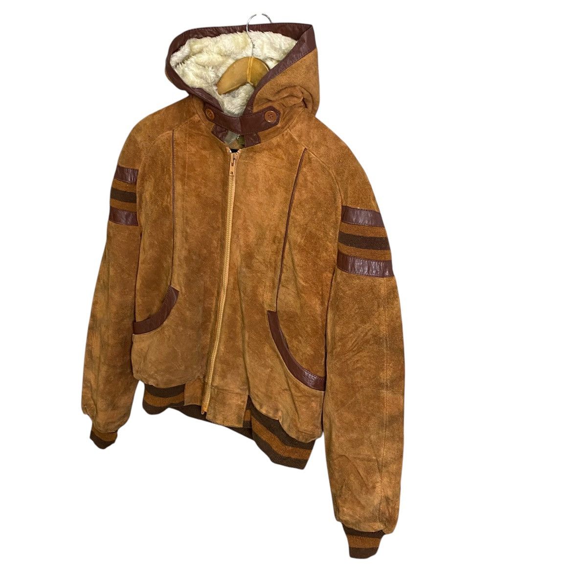 Genuine Leather Vintage 80s Suede leather sherpa hoodie jacket Size US M / EU 48-50 / 2 - 3 Thumbnail