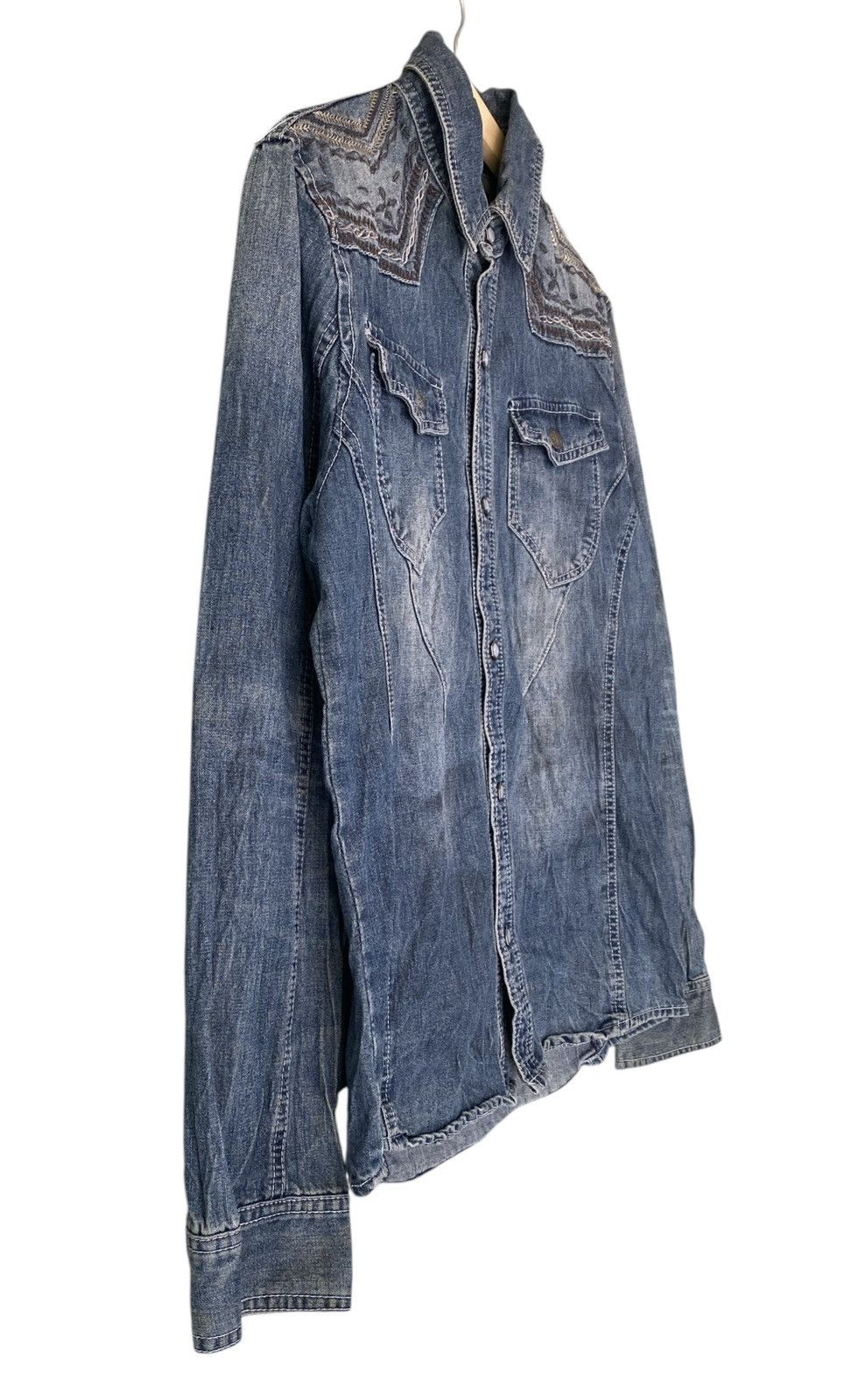 If Only Was True × In The Attic Rare IN THE ATTIC Pearl Snap Button Denim Shirt Size US L / EU 52-54 / 3 - 11 Thumbnail
