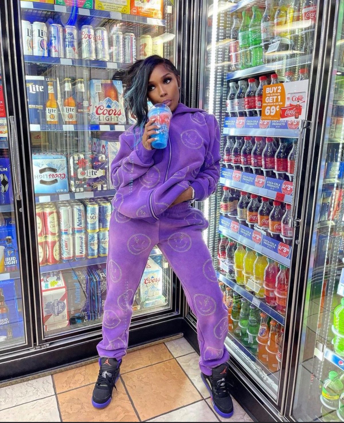 RETROVERT Purple Retrovert Smiley Sweatpants Size US 34 / EU 50 - 4 Thumbnail