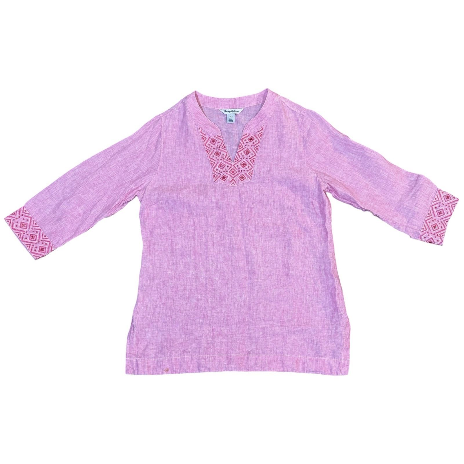 Tommy Bahama Tommy Bahama Tunic Top Sunset Chambray Linen Hot Pink Small Size S / US 4 / IT 40 - 6 Thumbnail