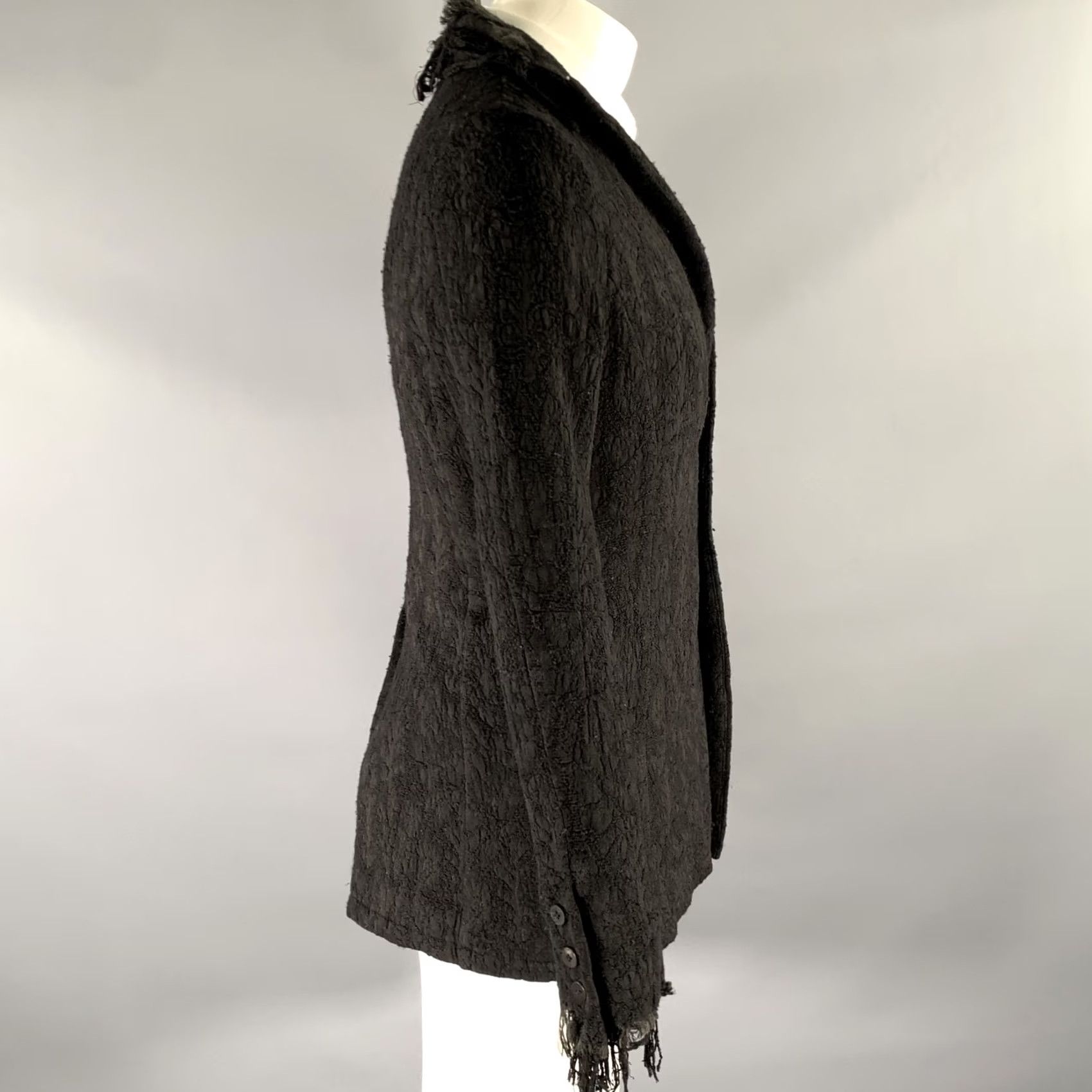 Vintage A TENTATIVE ATELIER Jacket Size 38 Black Wool Viscose Blend Size US XXS / EU 40 - 3 Thumbnail