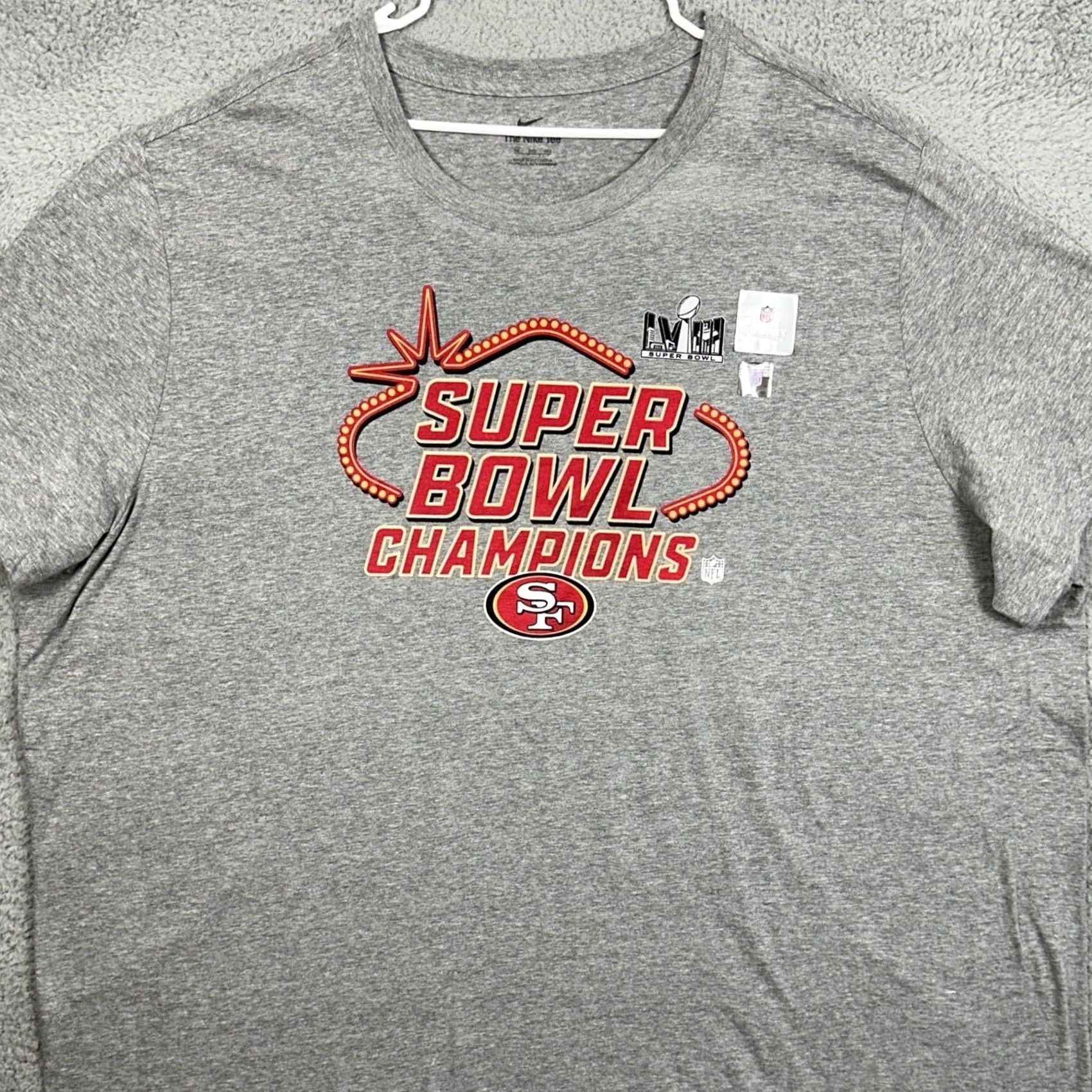 Nike VINTAGE Nike 49ers T-Shirt Mens Gray 5XL Crew Neck Short Sleeve Graphic Print Dri-Fit Champion NFL Super Bowl 2020 Way Size US XXL / EU 58 / 5 - 3 Thumbnail