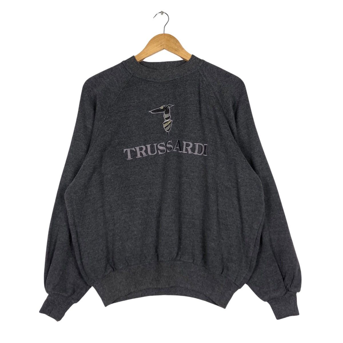 Trussardi × Vintage Vintage Trussardi Sweatshirt Spell Out bIG logo Size US L / EU 52-54 / 3 - 1 Thumbnail