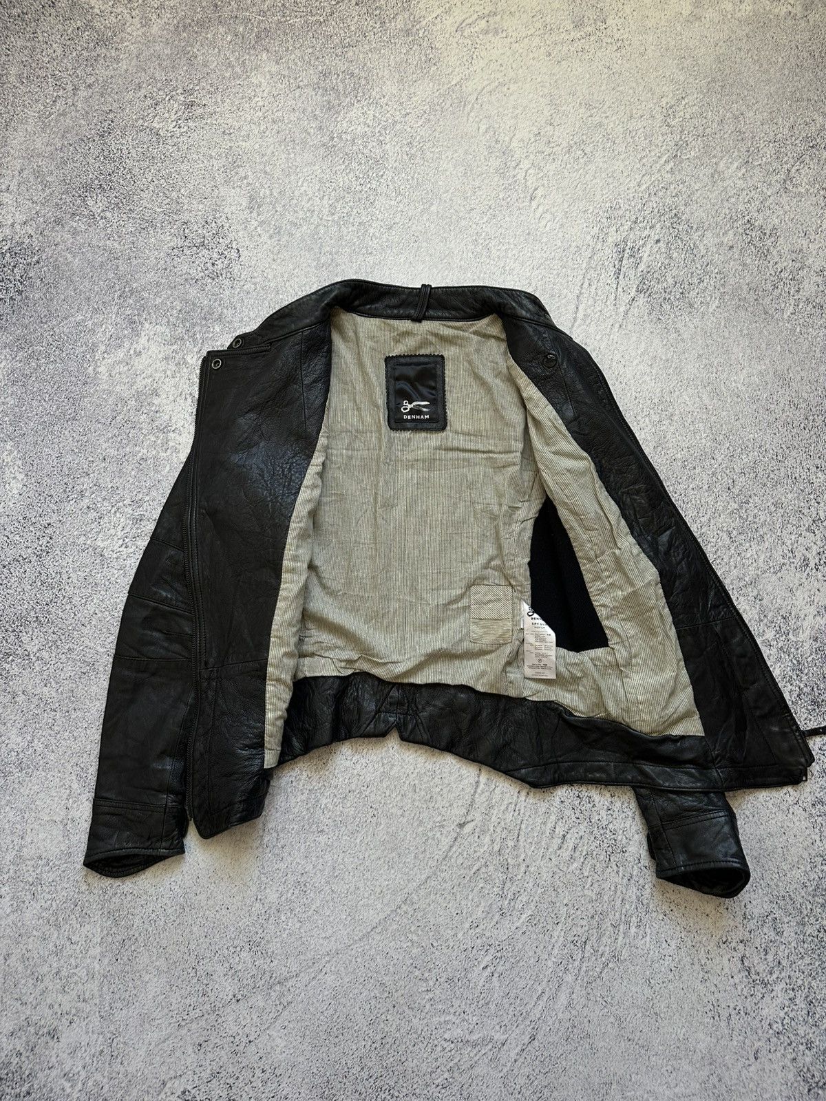 DENHAM Awant-garde Denham Leather Biker Jacket Rick Owens Style Y2K Size M / US 6-8 / IT 42-44 - 9 Thumbnail