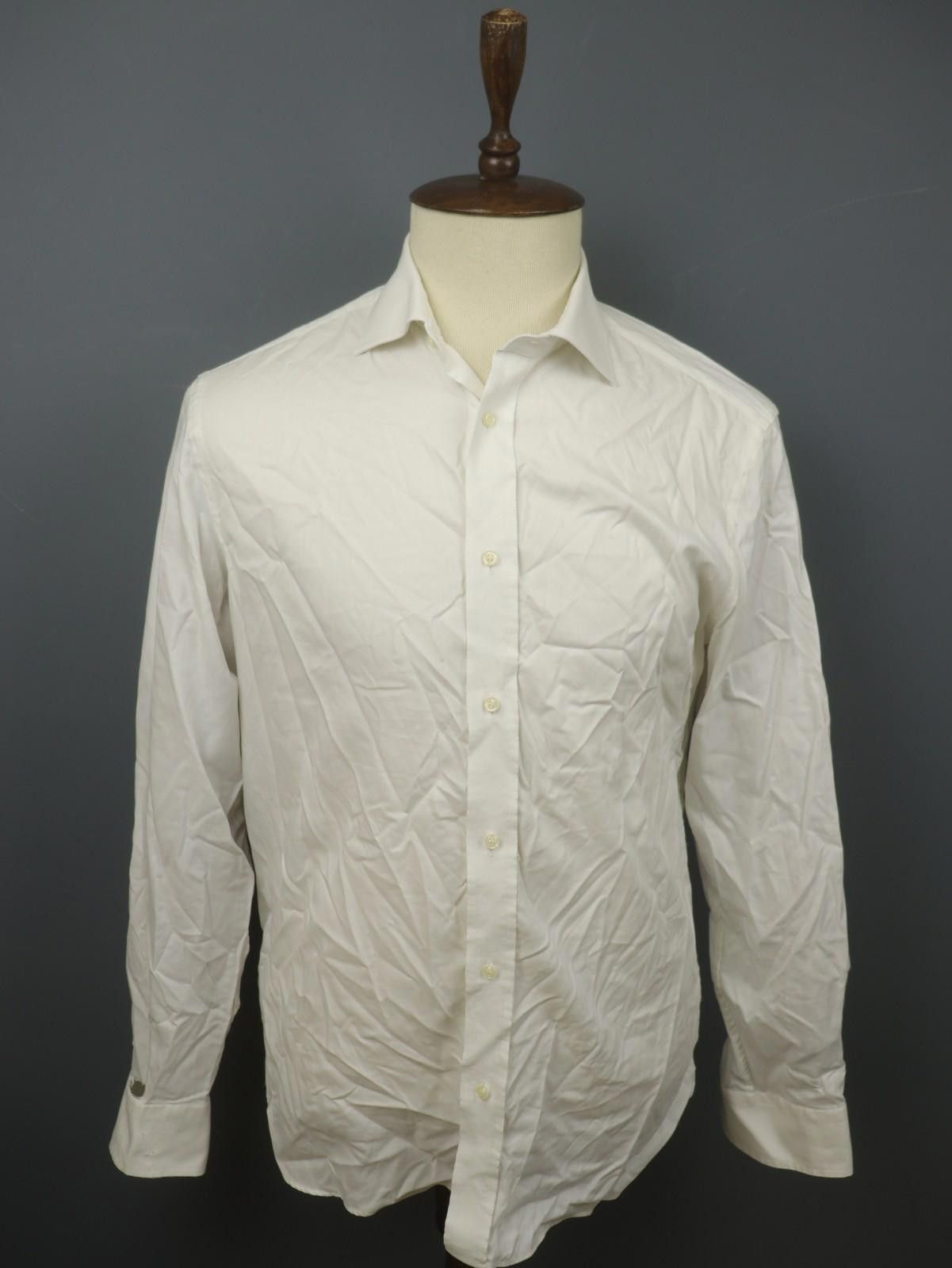 Designer Boggi Milano White Cotton Collared Formal Shirt Size 42 Size US M / EU 48-50 / 2 - 1 Thumbnail