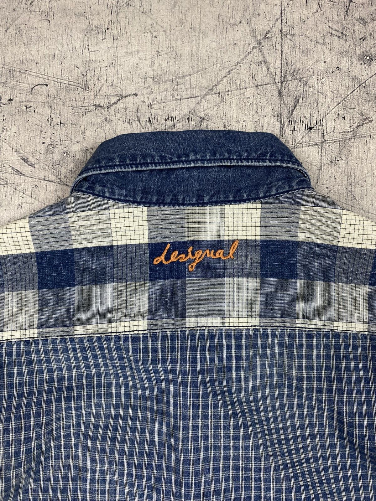 Desigual Desigual Patchwork Plaid Blue Western Button Up Shirt Size US M / EU 48-50 / 2 - 12 Thumbnail