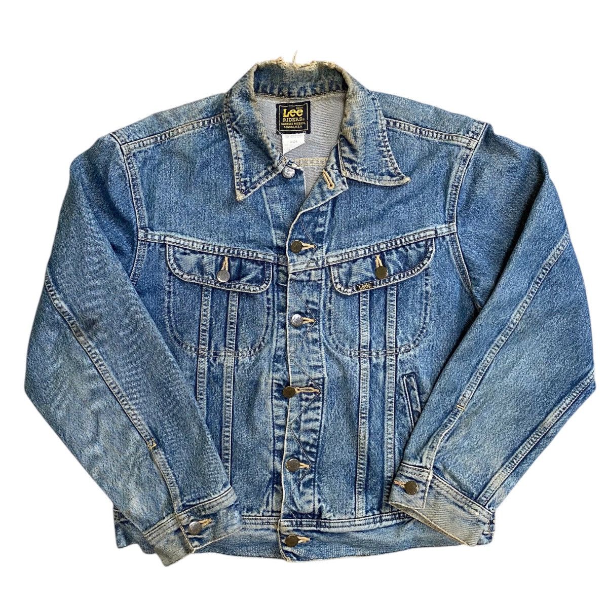 Lee × Vintage 💥80s LEE RIDER DENIM JEAN JACKET BUTTON WESTERNER Size US L / EU 52-54 / 3 - 3 Thumbnail
