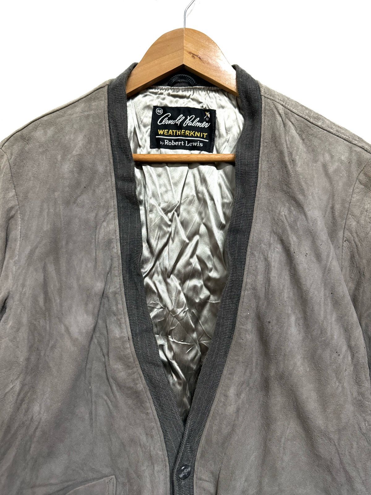 Robert Lewis × Vintage Vintage Arnold Palmer by Robert Lewis Suede Leather Cardigan Size US M / EU 48-50 / 2 - 2 Thumbnail