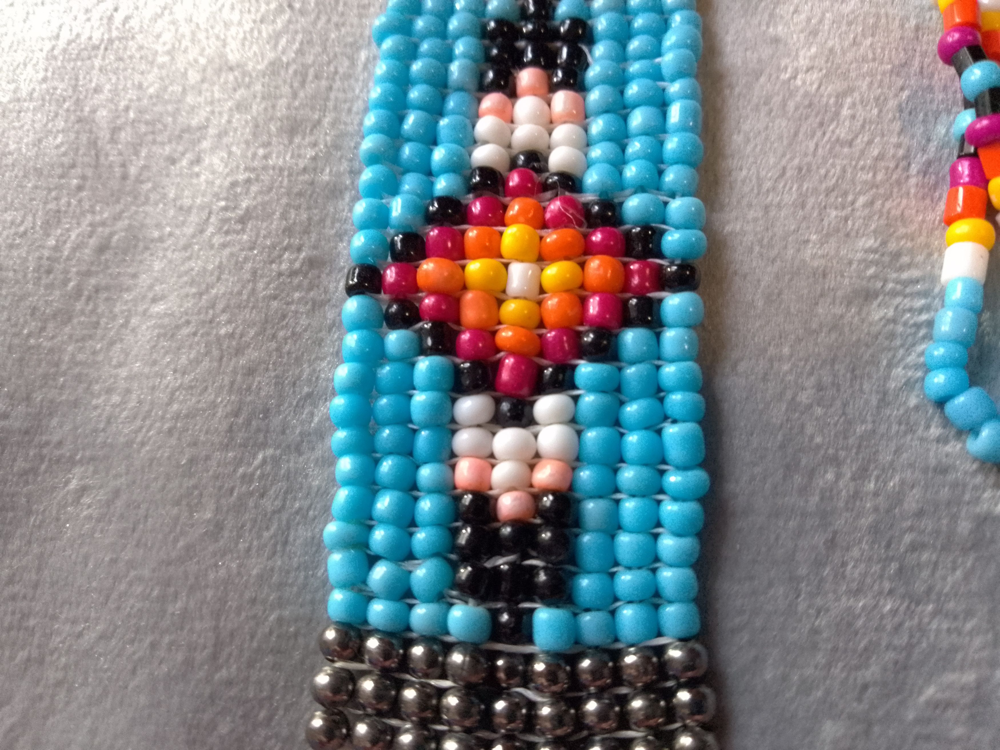 Handmade Bracelet Ethnic Native Americans Earrings Blue beaded. Glass Size ONE SIZE - 4 Thumbnail