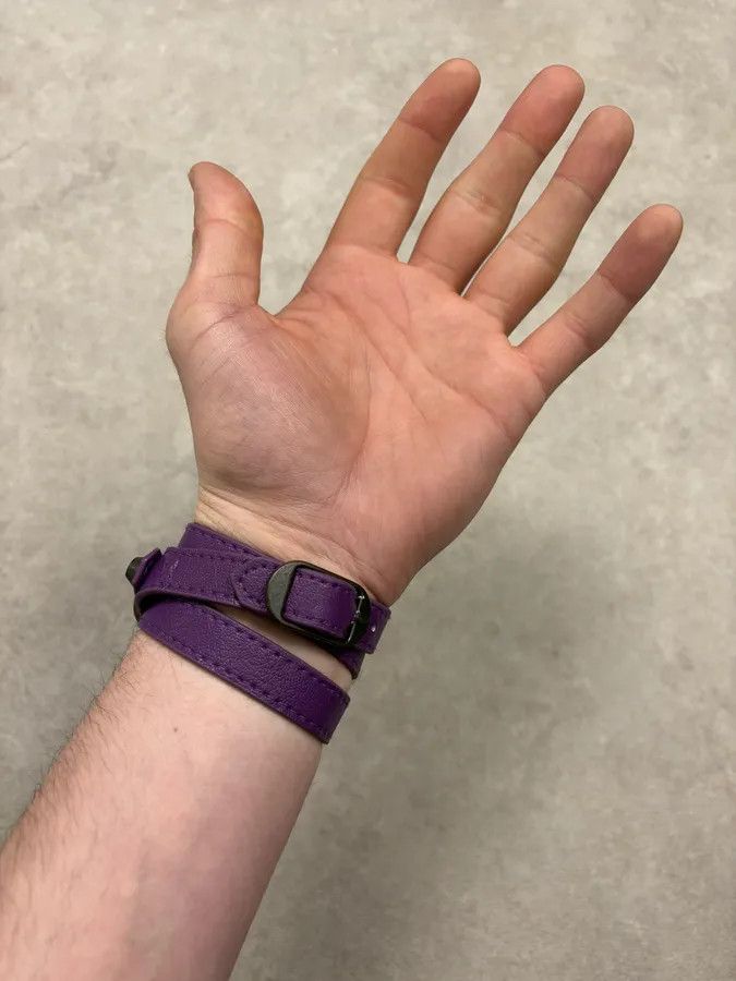 Balenciaga Balenciaga City Purple Studded Leather Bracelet Size ONE SIZE - 2 Thumbnail