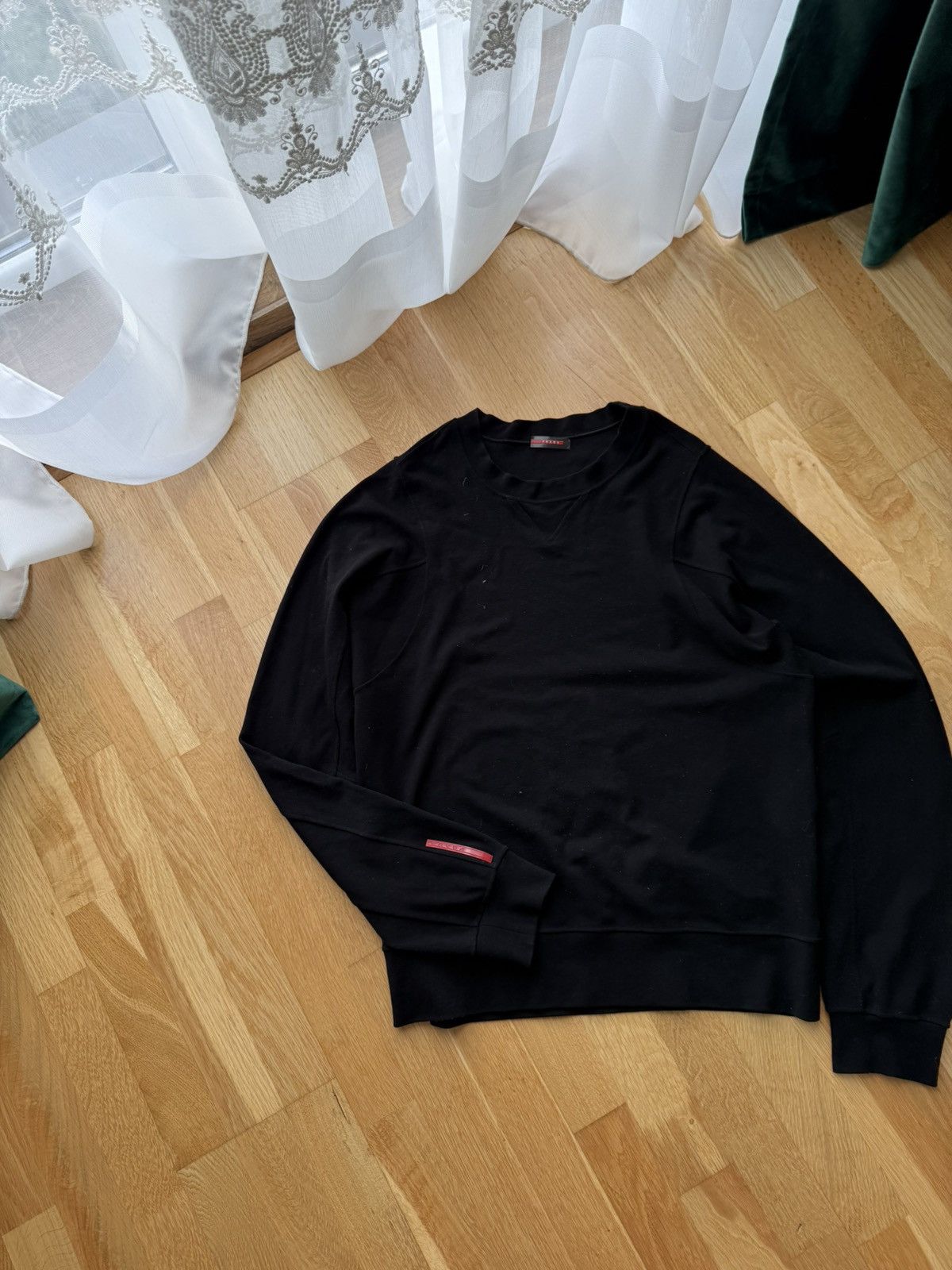 Prada PRADA Linea Rossa Black Crewneck Sweatshirt Red Tab Logo Size US XL / EU 56 / 4 - 2 Thumbnail