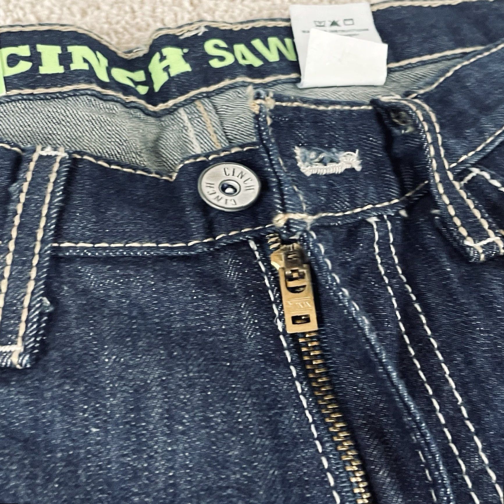 Cinch Jeans Mens 34x34 Dark Wash Denim Straight Cowboy Western NWT C46 Buckle Bke 5-Pocket Denim Dark Cotton