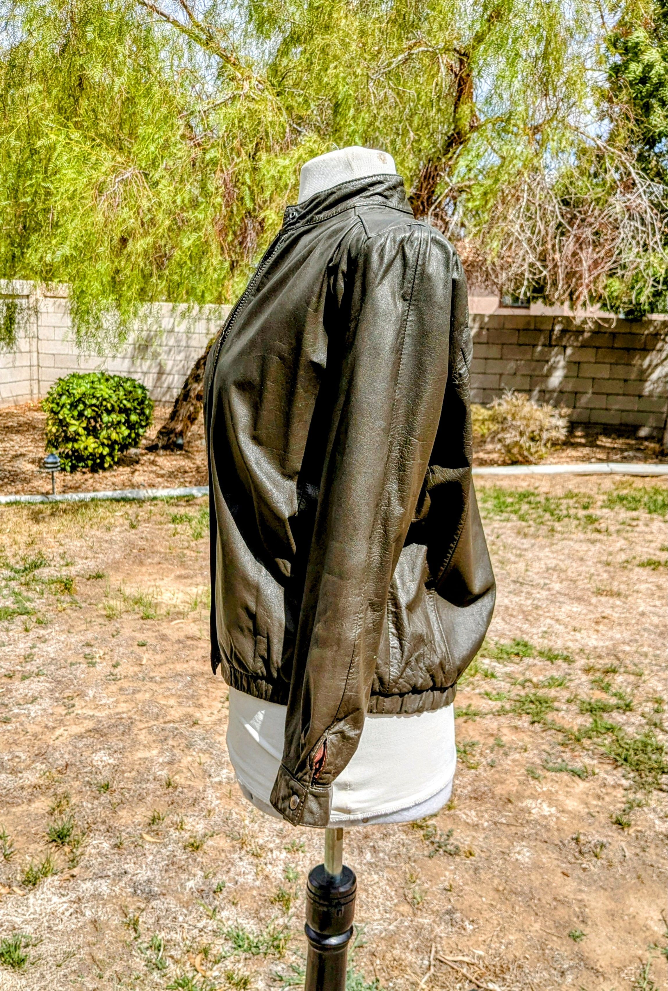Other 1980s GJS Vintage Leather Zip-Up Bomber Racing Korean Jacket Size S / US 4 / IT 40 - 2 Thumbnail