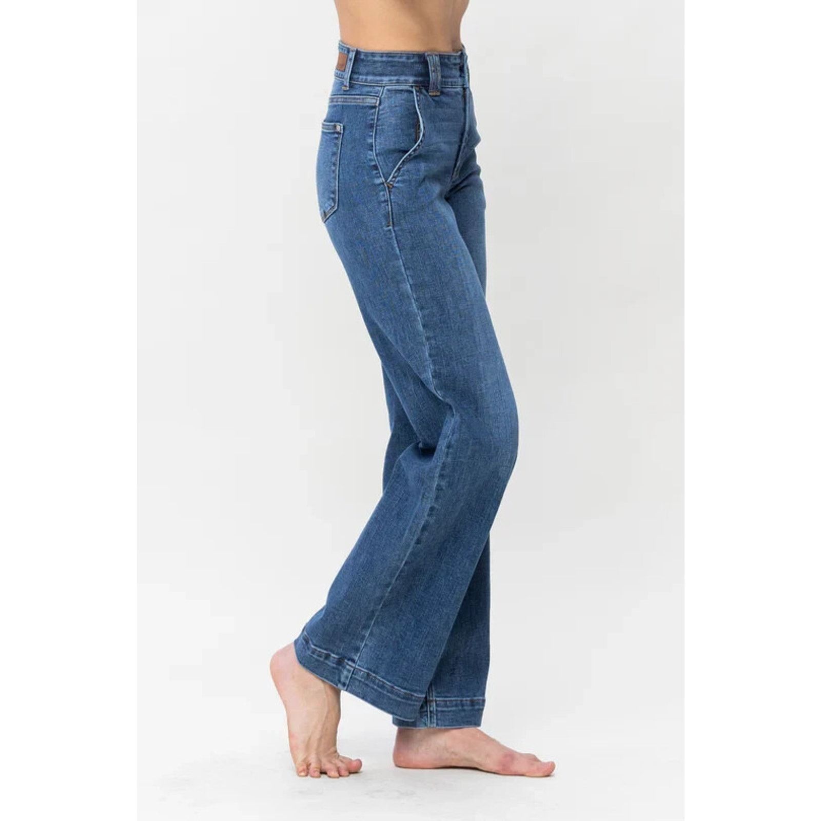 Judy Blue Judy Blue Double Button High Rise Wide Leg Jeans 16W X 30 Size 34" / US 12 / IT 48 - 3 Thumbnail