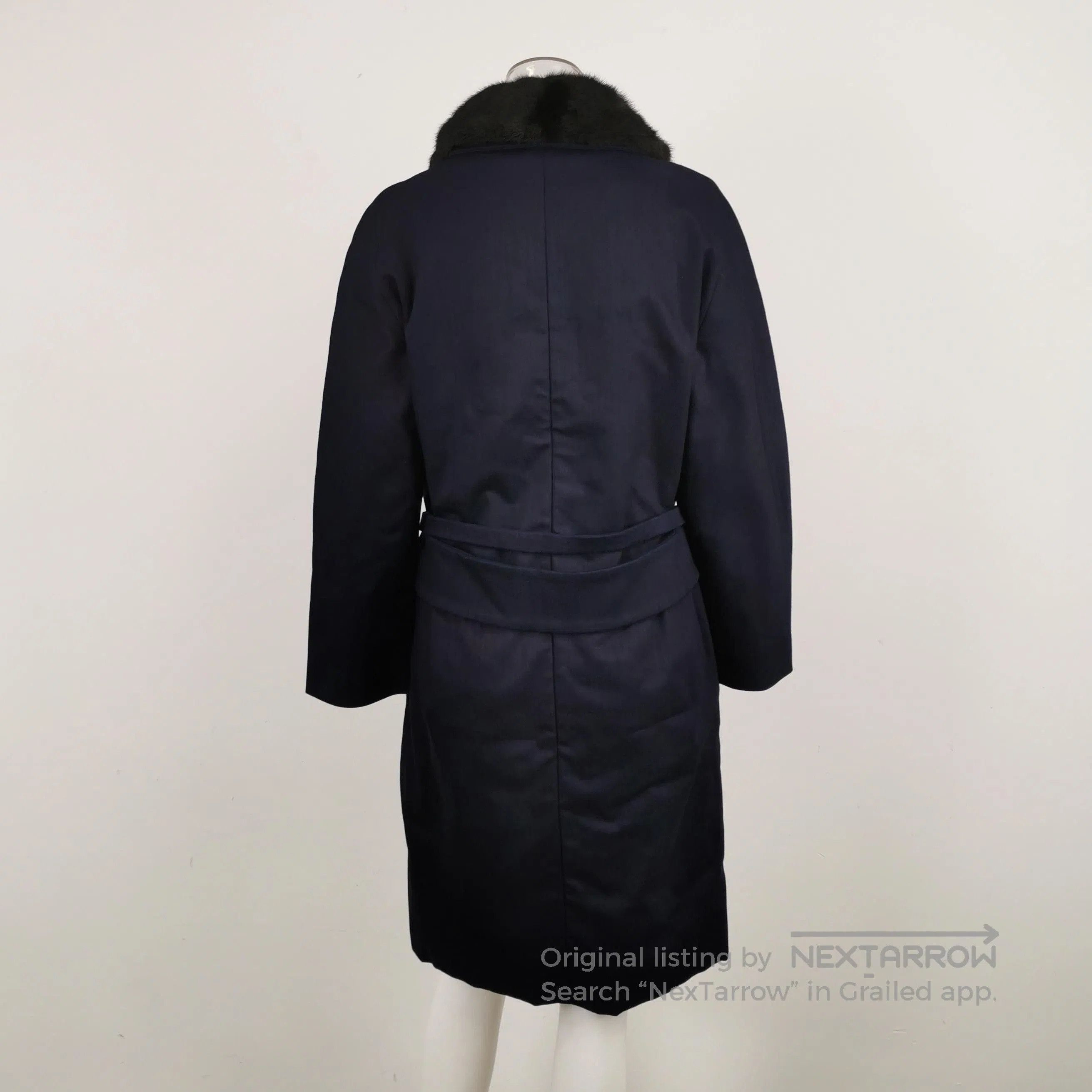 Prada Prada Navy Button-Up Coat with Fur Collar . Size US L / EU 52-54 / 3 - 2 Thumbnail