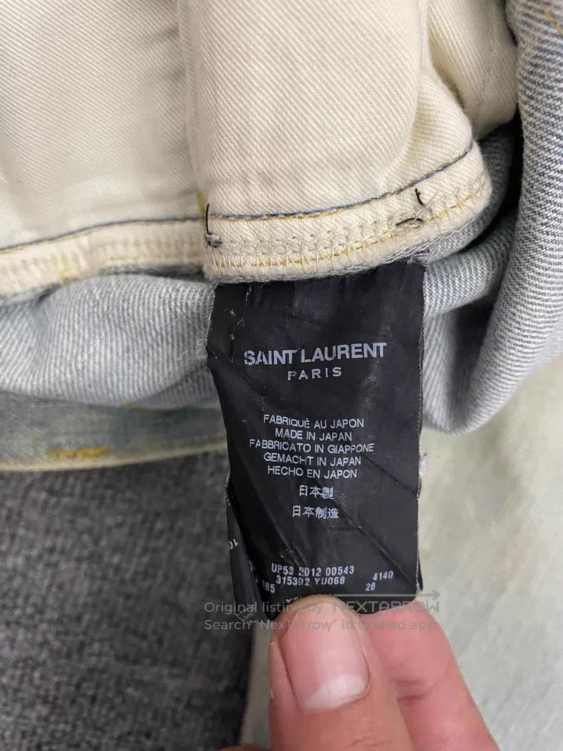 Saint Laurent Paris Saint Laurent Paris Ice Blue Washed Yellow Mud Stain Distr Size US 28 / EU 44 - 8 Thumbnail