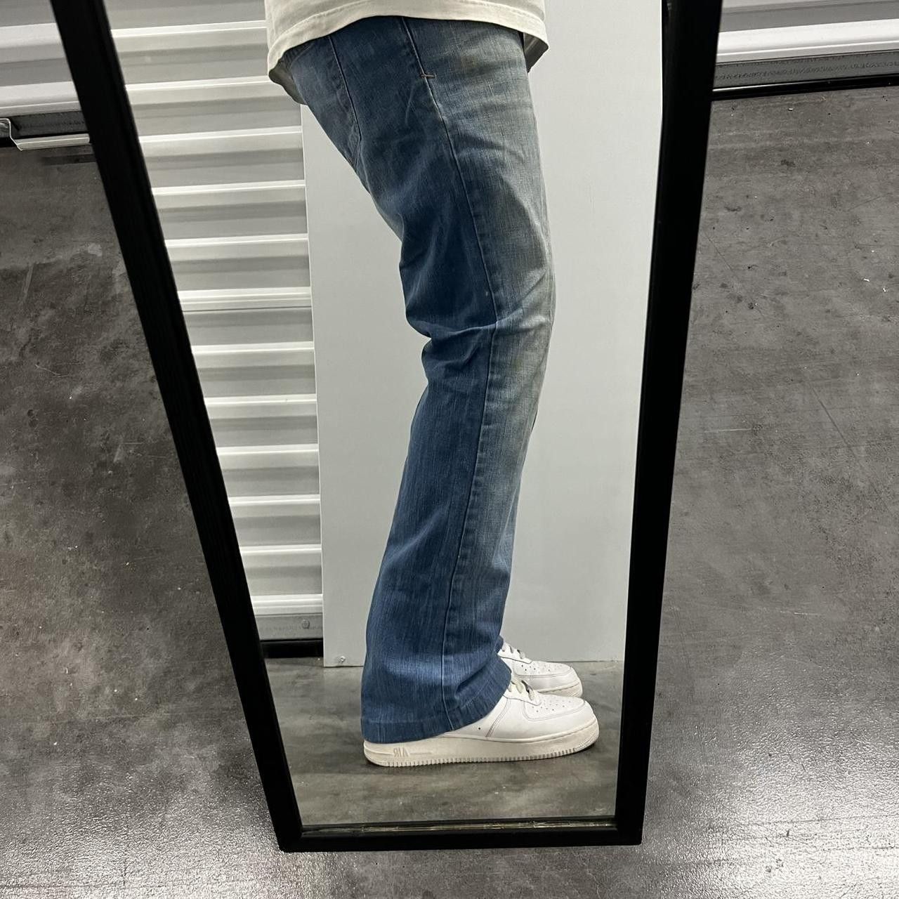 Japanese Brand × Vintage Vintage Y2K Flared Skater Style Medium Wash Denim Jeans! Size US 34 / EU 50 - 2 Thumbnail