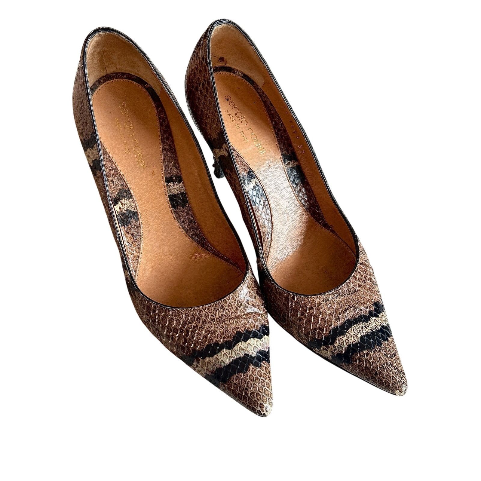 Sergio Rossi Sergio Rossi Pointed Pumps in Snakeskin Leather Size US 6.5 / IT 36.5 - 1 Thumbnail