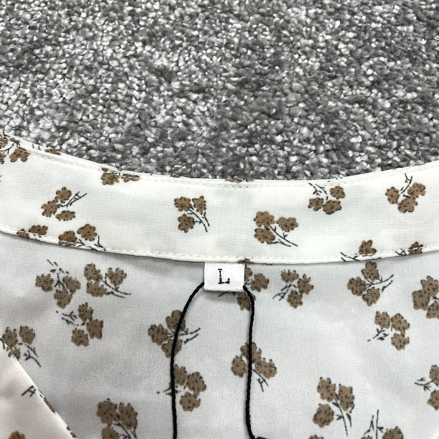 Vintage Tasamo Blouse Top Womens L White Floral Button Up Long Sleeve Shirt NWT Size L / US 10 / IT 46 - 6 Thumbnail