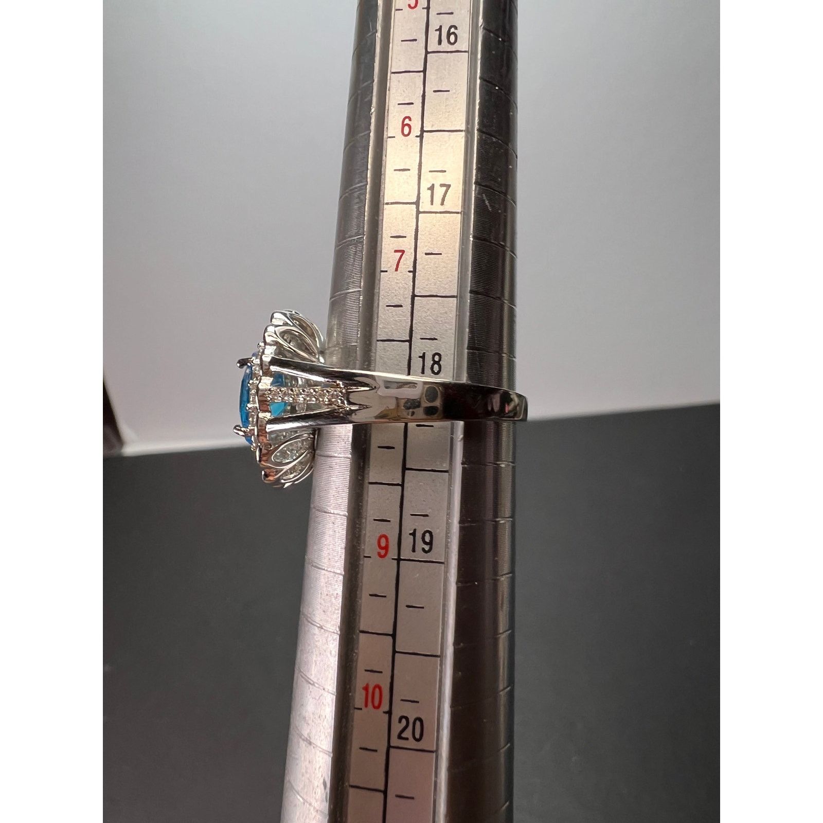 Other Blue and white CZ halo sterling silver ring size 8 Size ONE SIZE - 5 Thumbnail
