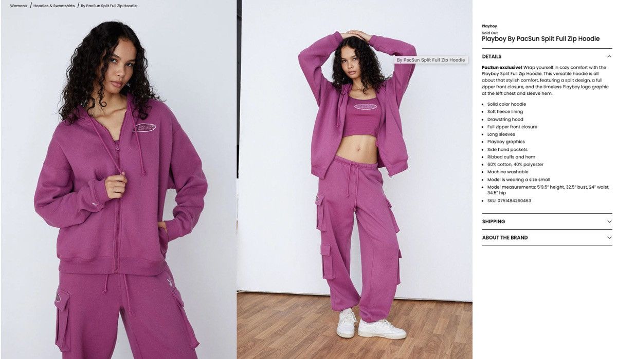 Pacsun × Playboy Playboy By PacSun Split Full Zip Hoodie Size S / US 4 / IT 40 - 13 Thumbnail