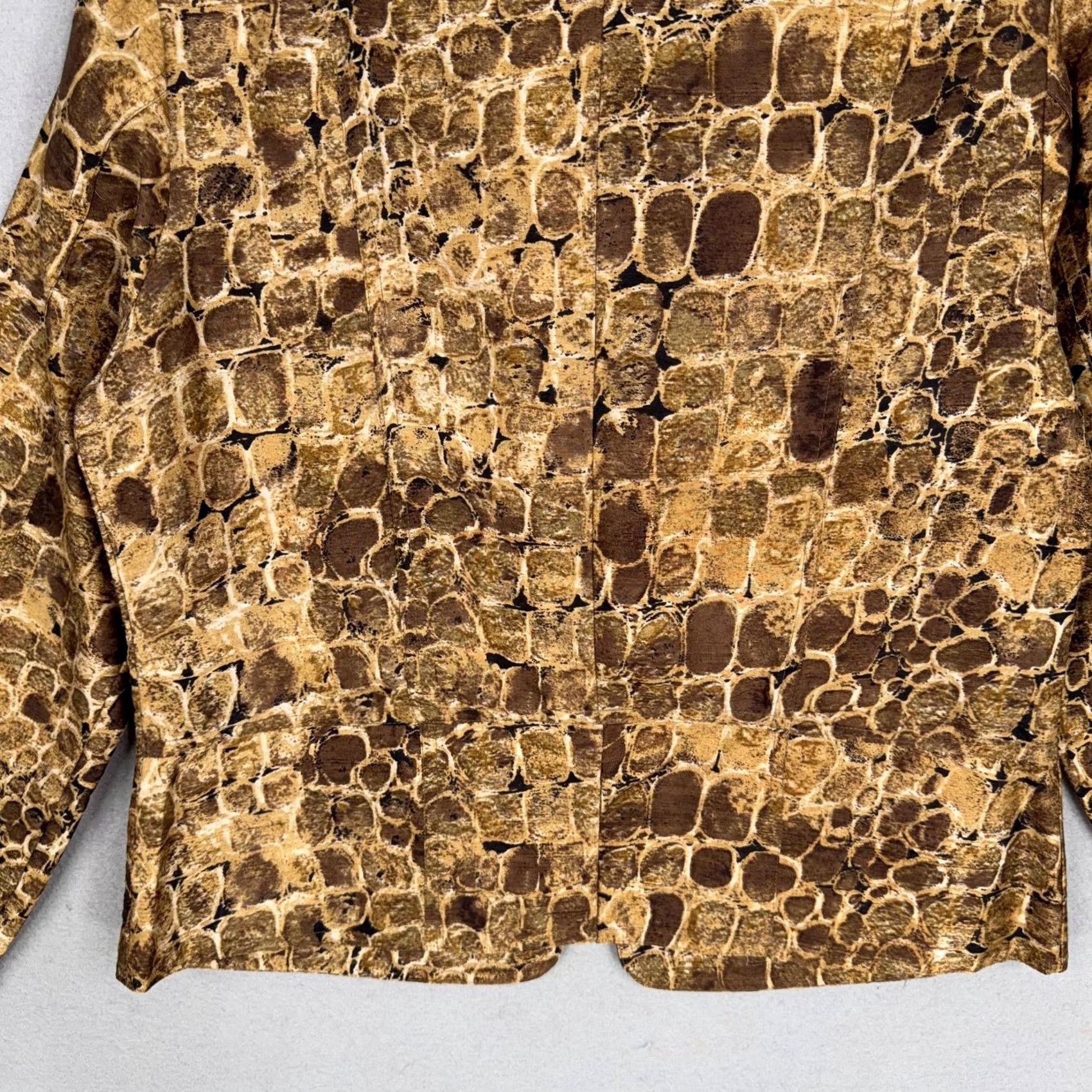 Vintage Chicos Jacket Womens 1 Brown Silk Animal Print Collared Lightweight Short Open Size M / US 6-8 / IT 42-44 - 7 Thumbnail