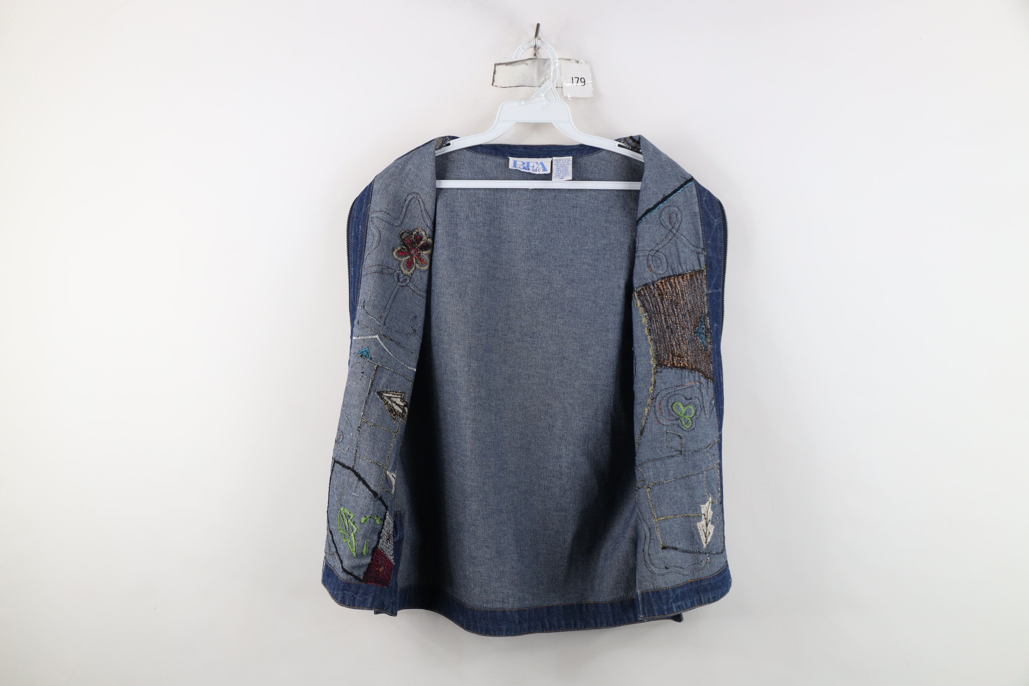 Vintage Vintage Y2K Streetwear Abstract Art Flower Denim Vest Jacket Size M / US 6-8 / IT 42-44 - 9 Thumbnail