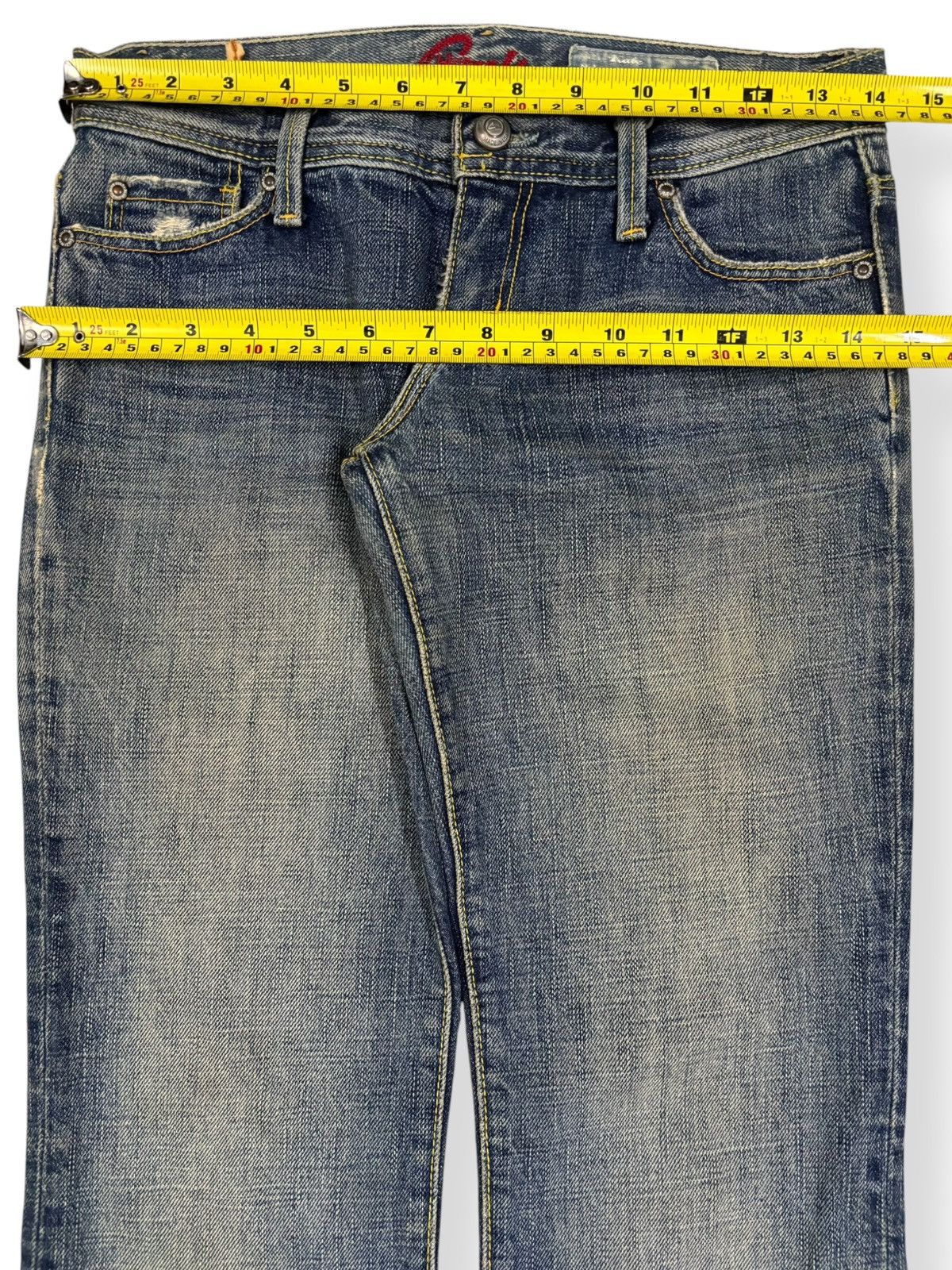 Vintage Vintage Y2K Blue Cult Midrise Flare Leg Mud Wash Jeans Size 28" / US 6 / IT 42 - 14 Thumbnail