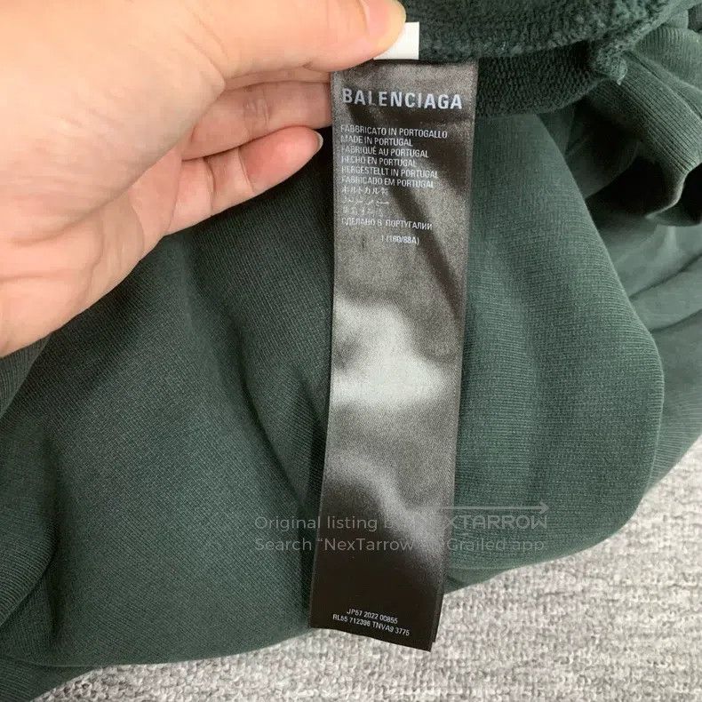 Balenciaga Balenciaga Olive Green Big Logo Hoodie Sweatshirt Size US S / EU 44-46 / 1 - 7 Thumbnail
