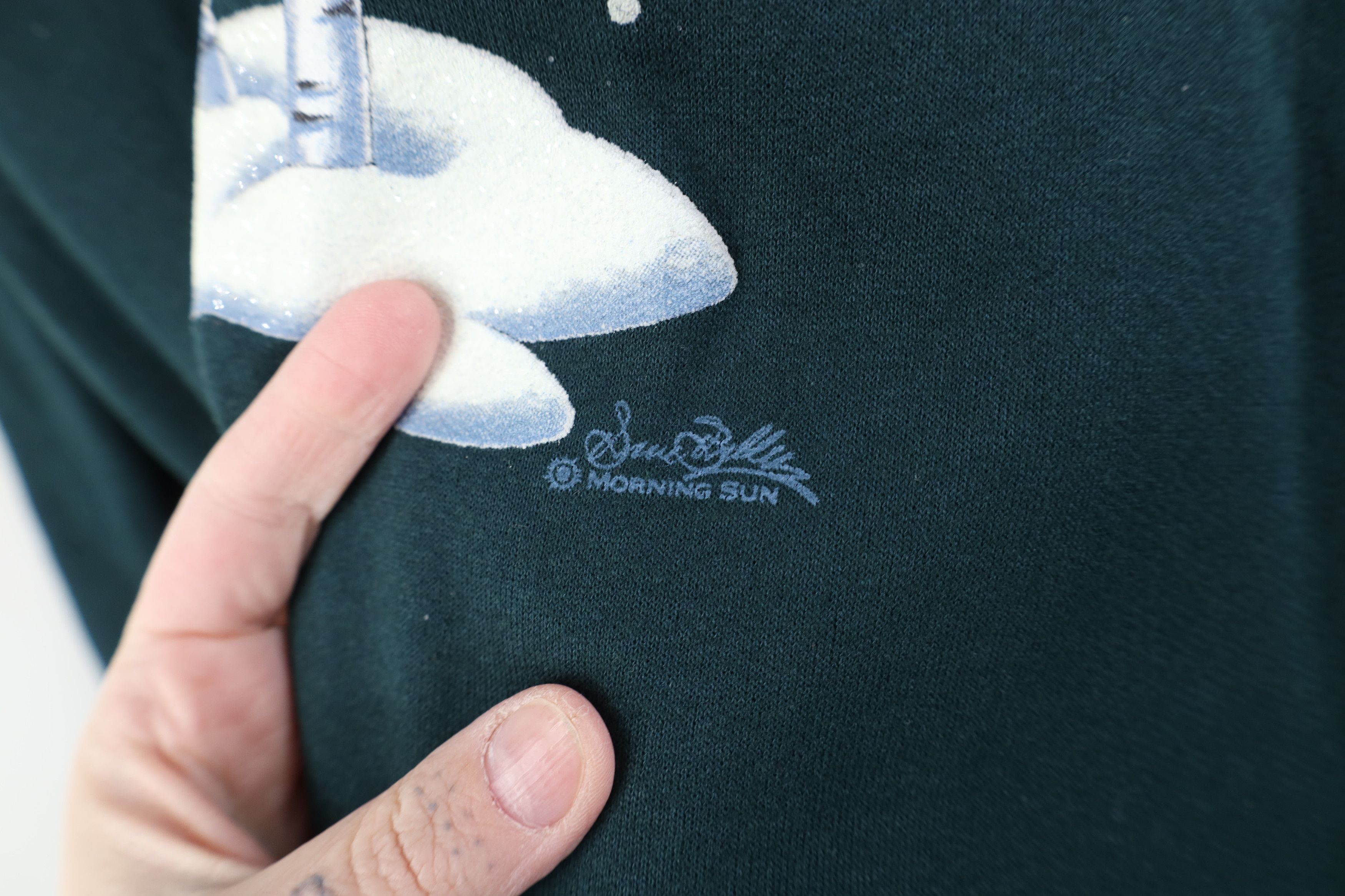 Vintage Vintage 90s Streetwear Nature Snow Birds Sweatshirt Green Size XL / US 12-14 / IT 48-50 - 5 Thumbnail