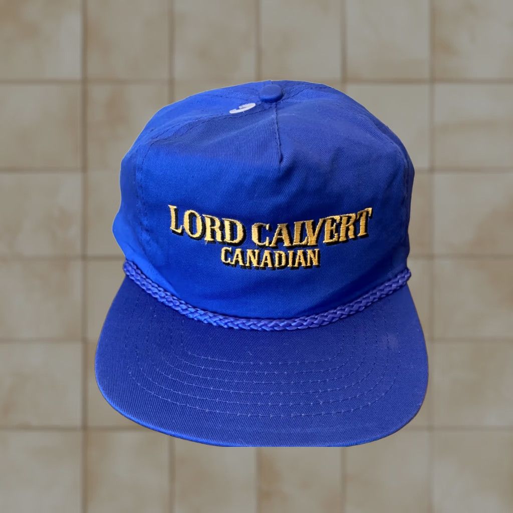 Roper VINTAGE HaT Trucker Hat Blue Rope 80s 90s Lord Calvert Canadian Whiskey Logo Adjustable Men/Adult Regular Hat Size ONE SIZE - 1 Thumbnail