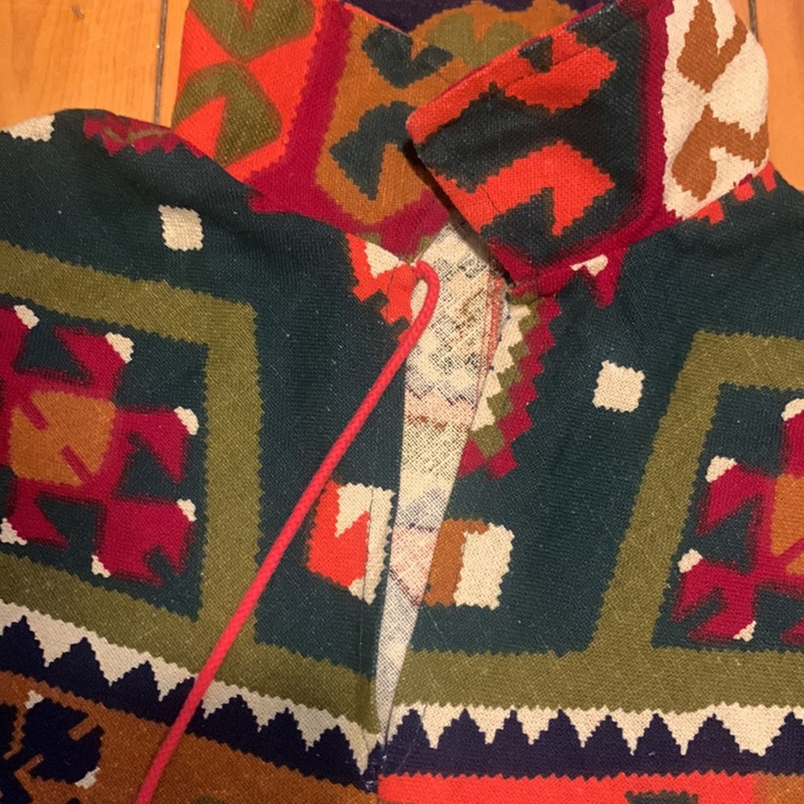 Vintage 70's Boho Aztec tribal poncho native ethnic serape fringed Size L / US 10 / IT 46 - 9 Thumbnail