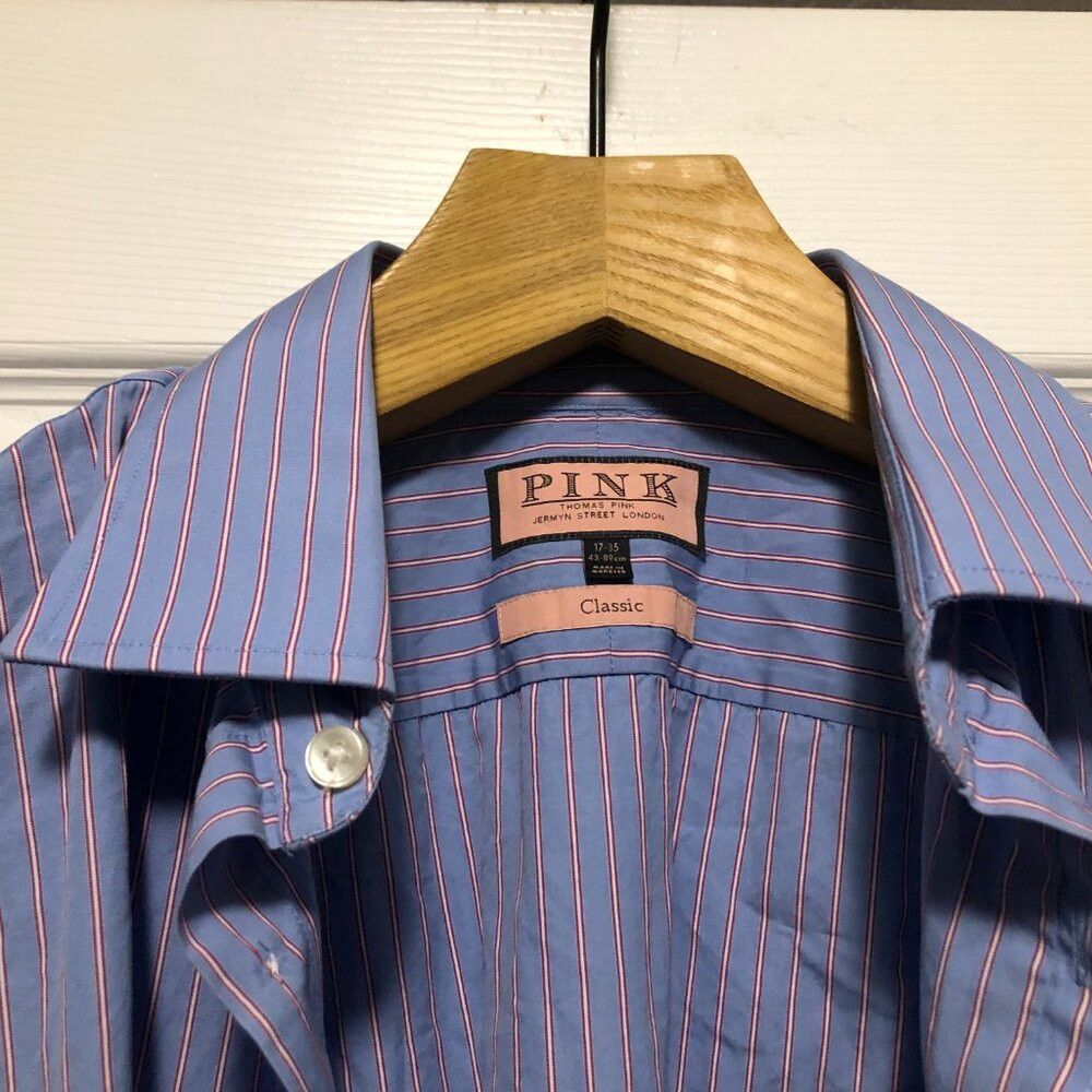 Thomas Pink THOMAS PINK MEN'S BLUE COTTON DRESS SHIRT SIZE: 17/35 Size US XL / EU 56 / 4 - 5 Thumbnail