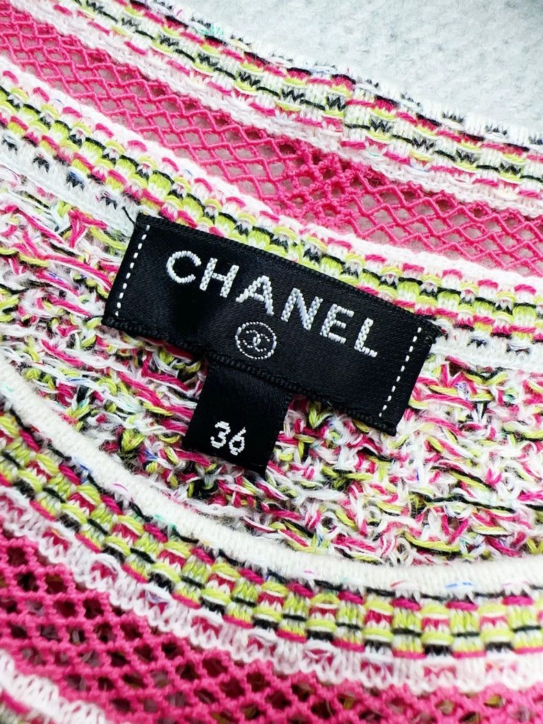 Chanel Chanel Pink mixed color round neck short sleeves Size XS / US 0-2 / IT 36-38 - 3 Thumbnail