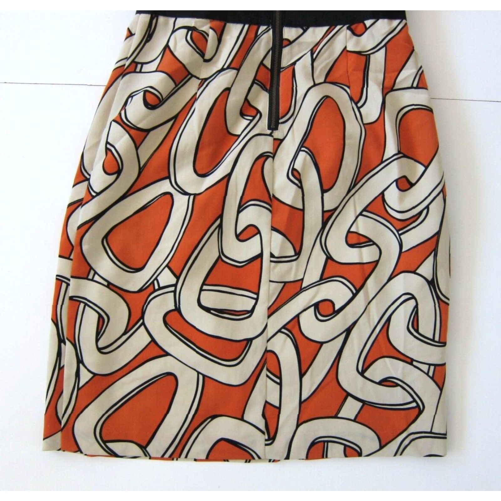 Vintage The Limited Orange Black Ivory Chain Print Ruched Strapless Empire Waist Size 4 Size ONE SIZE - 6 Thumbnail