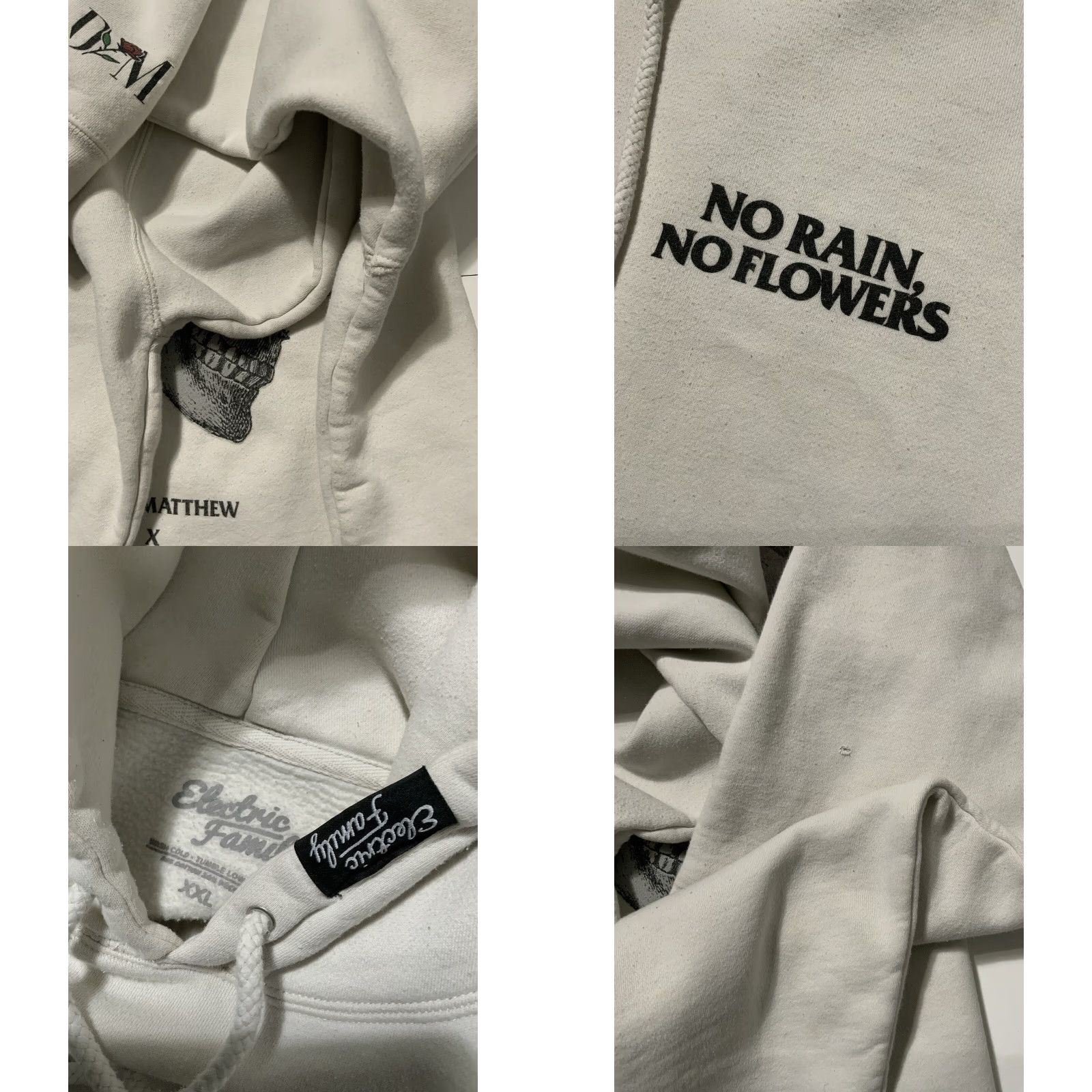 Vintage Electric Family X Dylan Matthew Hoodie 2XL White No Rain No Flowers Skull Rose Pullover Mens 2021 Size US XXL / EU 58 / 5 - 8 Thumbnail