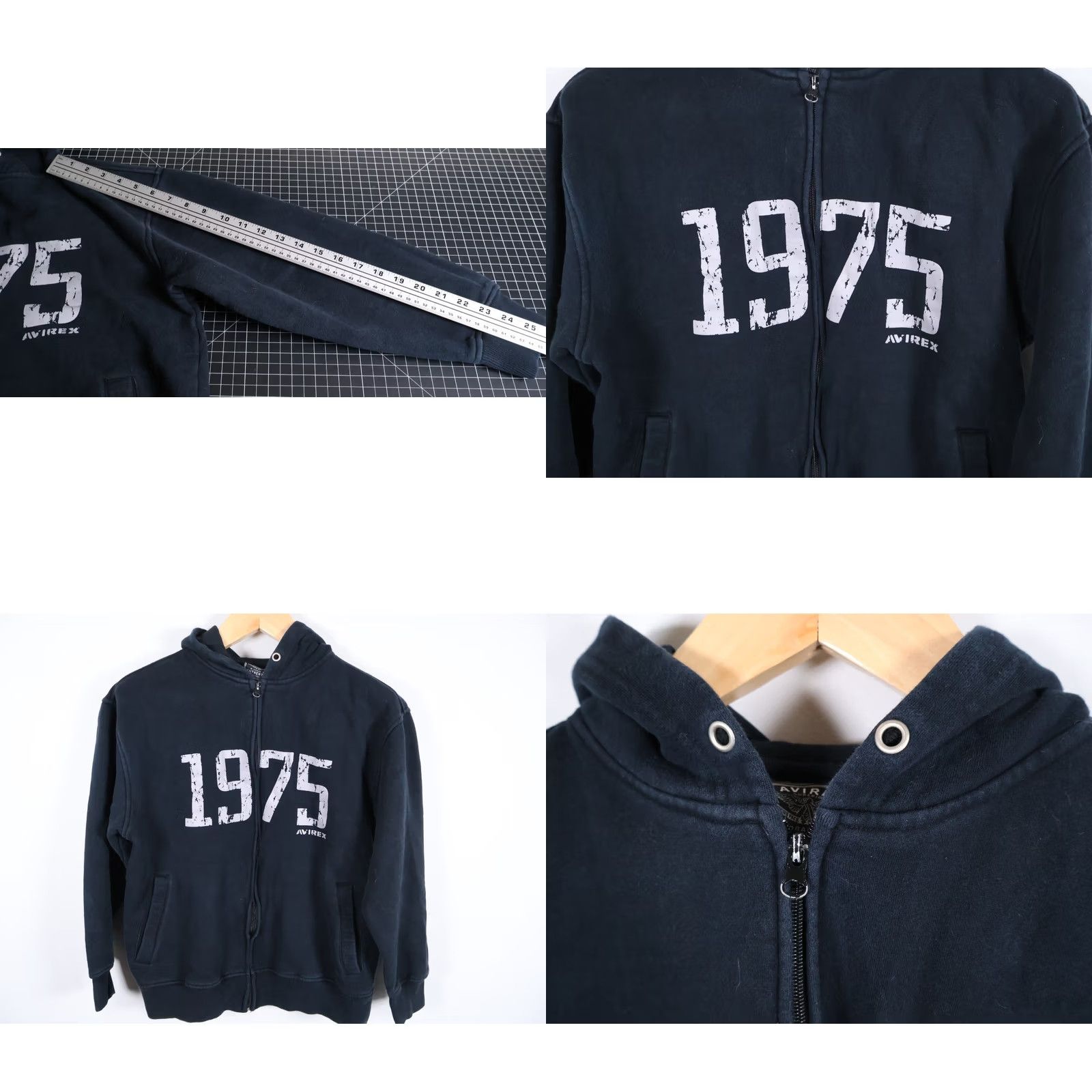 Avirex VINTAGE Avirex Hoodie Men's Large Black Zip Up Sweatshirt 1975 Graphic VTG Y2K Boxy Size US L / EU 52-54 / 3 - 8 Thumbnail