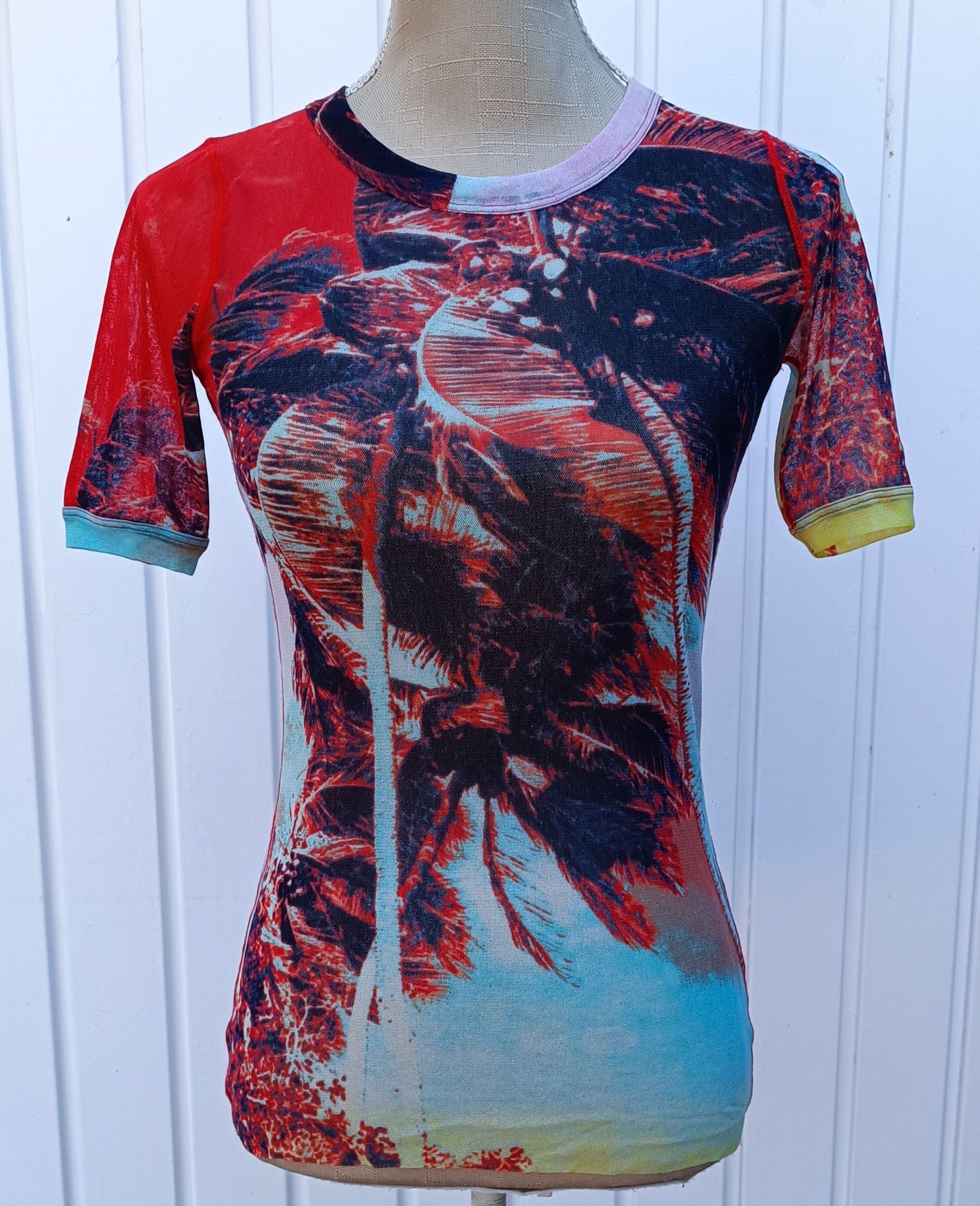 Jean Paul Gaultier Palm trees nylon mesh t-shirt Size US XS / EU 42 / 0 - 1 Thumbnail