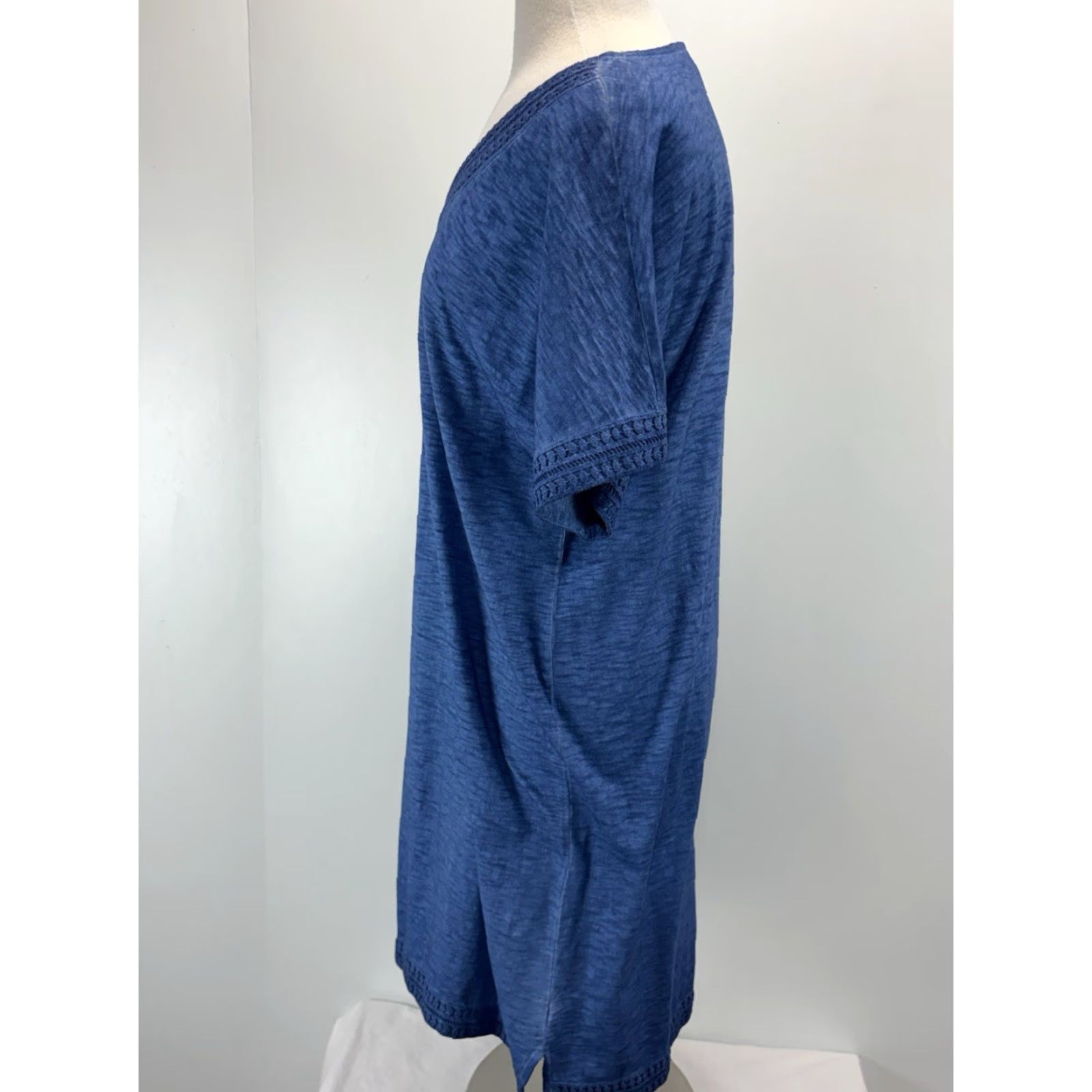 Vintage Chicos Tshirt Shift Dress Women’s Large Blue 100% Cotton Beach Casual Knee Length V-Neck Pullover Size L / US 10 / IT 46 - 2 Thumbnail