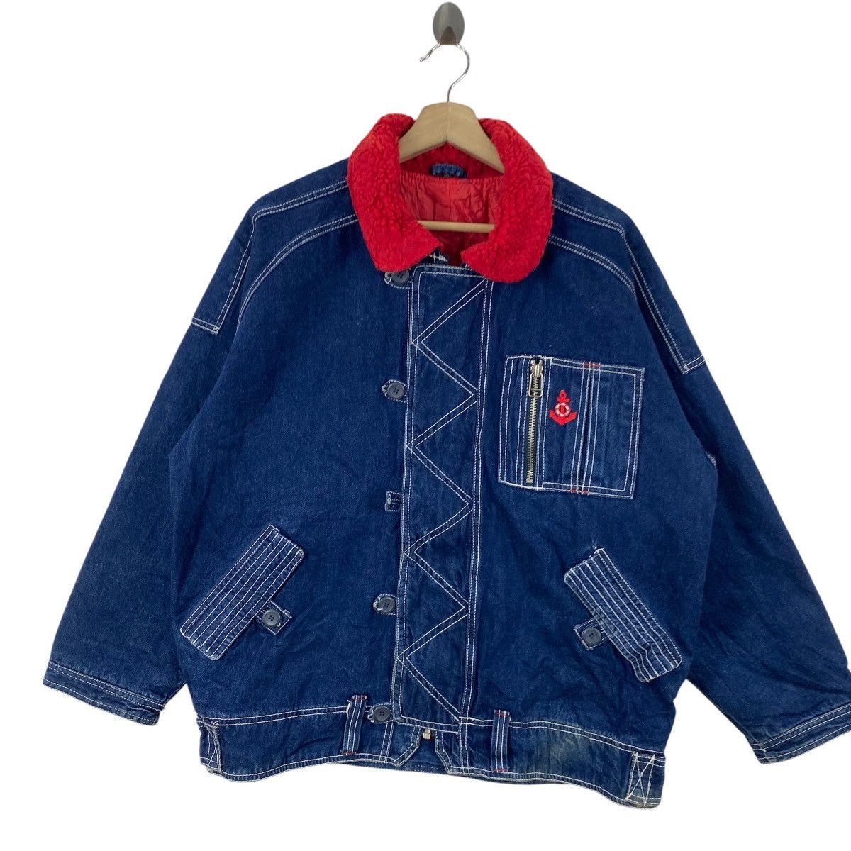 Vintage Vintage INDIGO DENIM Workwear Jacket Boa Collar Quilted Size US XXL / EU 58 / 5 - 5 Thumbnail