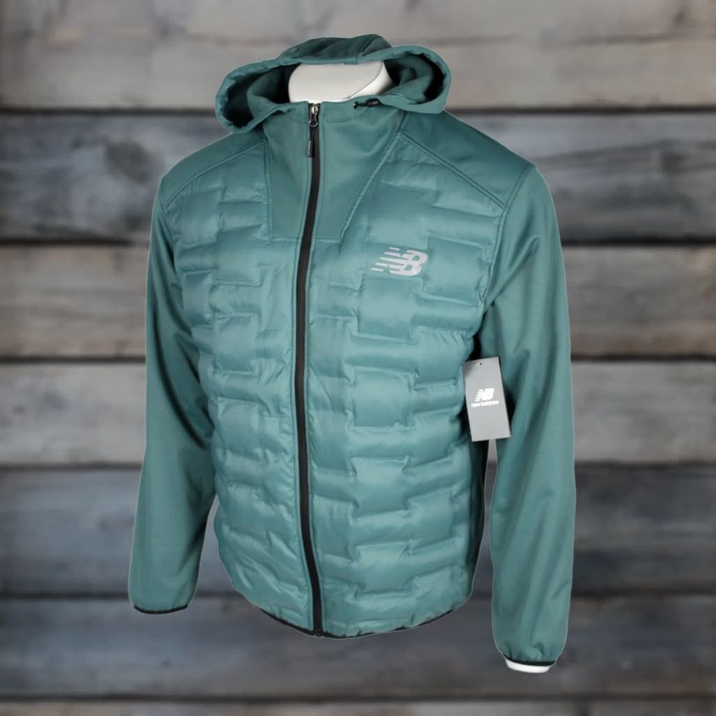 New Balance New Balance Men's Softshell Hybrid Jacket Full Zip Hooded L Large Blue Fleece Size US L / EU 52-54 / 3 - 1 Thumbnail