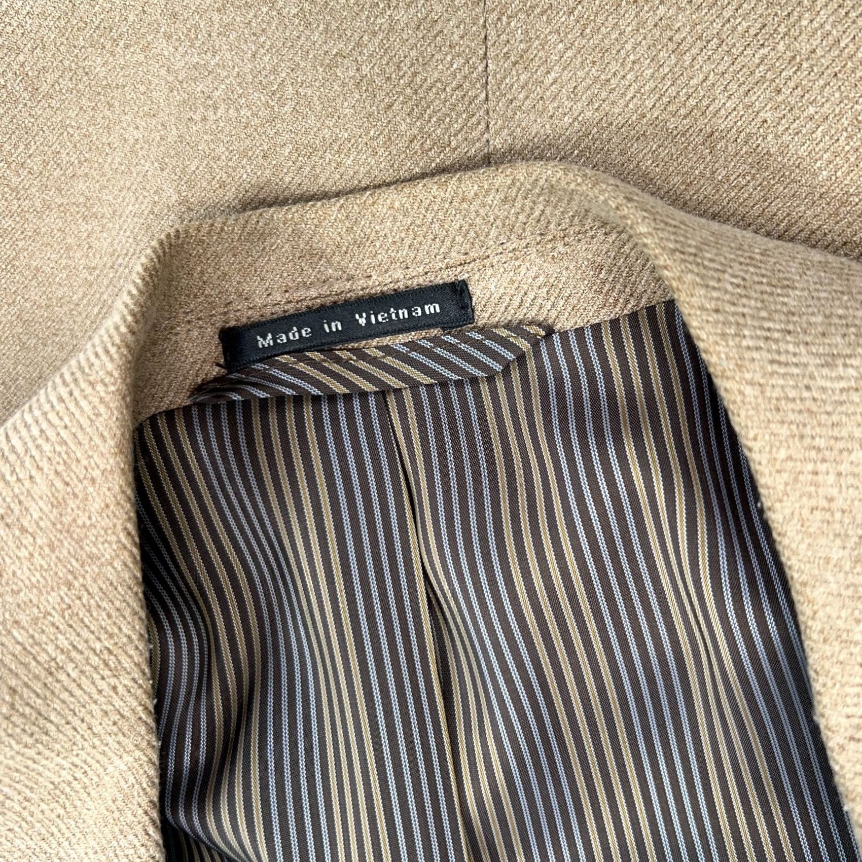 Vintage Savile Row Jacket Mens 44 Beige Carmel Suit Sport Coat Formal London Wedding Size 44R - 7 Thumbnail