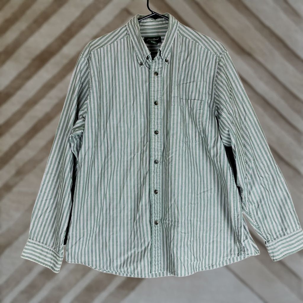 Eddie Bauer Eddie Bauer Mens Shirt Green Multi Striped Button Down Long Sleeve 100% Cotton L Size US L / EU 52-54 / 3 - 1 Thumbnail