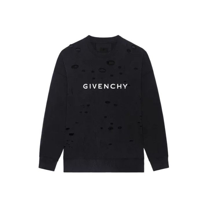 Givenchy Givenchy SS23 Tear Detail Logo Print Sweatshirt Size US L / EU 52-54 / 3 - 1 Thumbnail