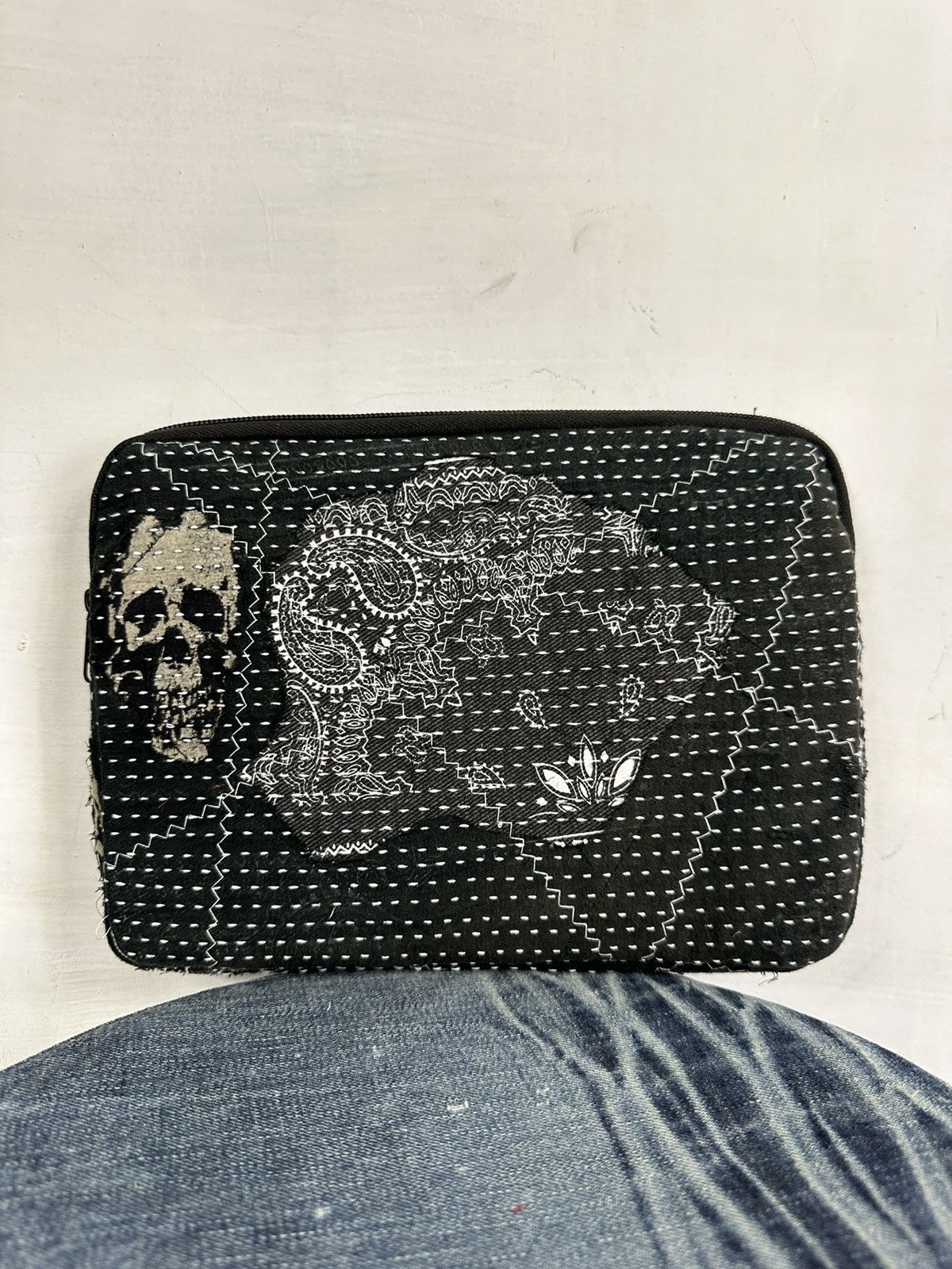 Handmade Custom Made Distressed Paisley Boro patchwork Clutch Bag Size ONE SIZE - 4 Thumbnail