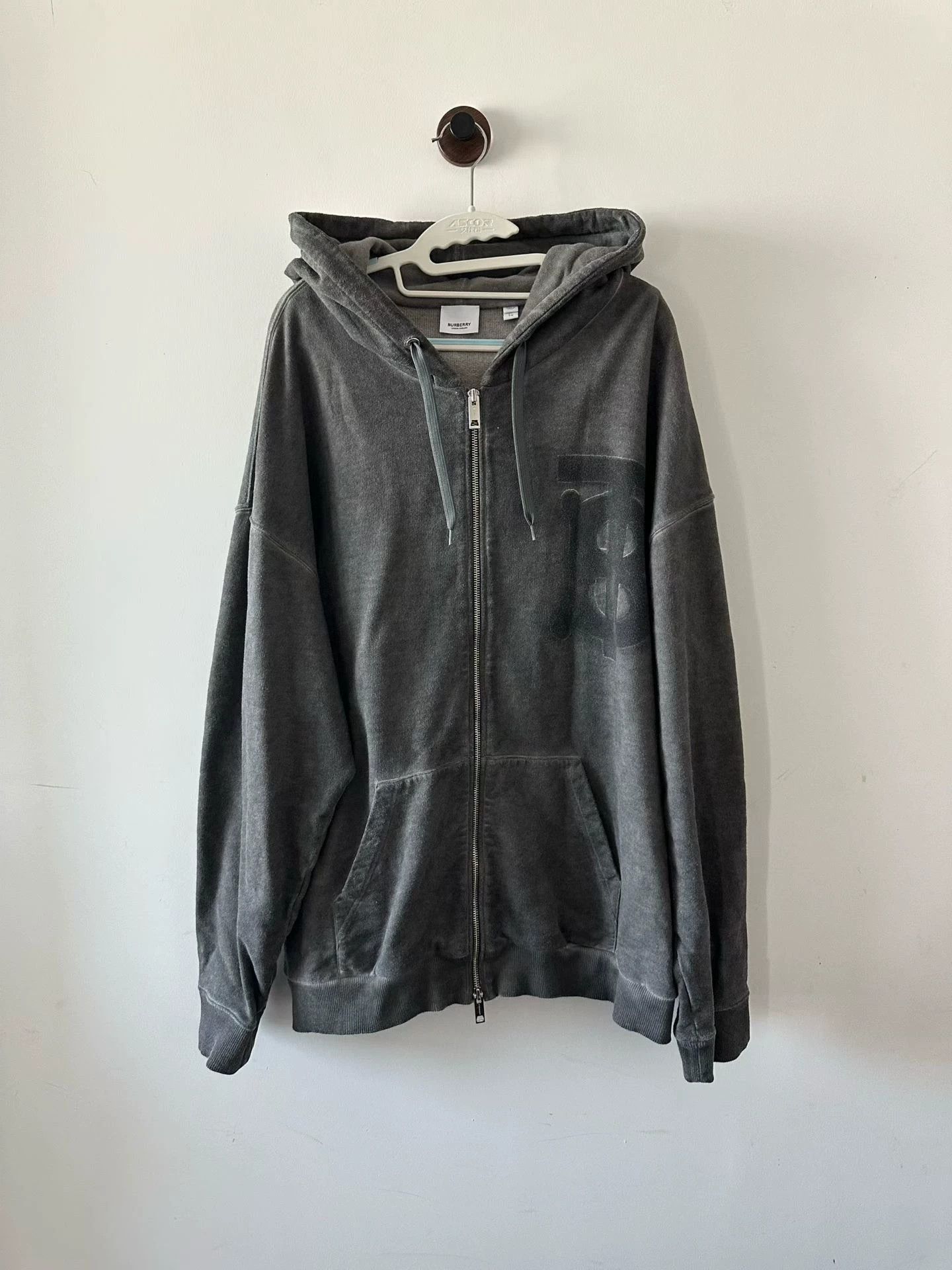 Burberry washed gray TB jacket XL 95